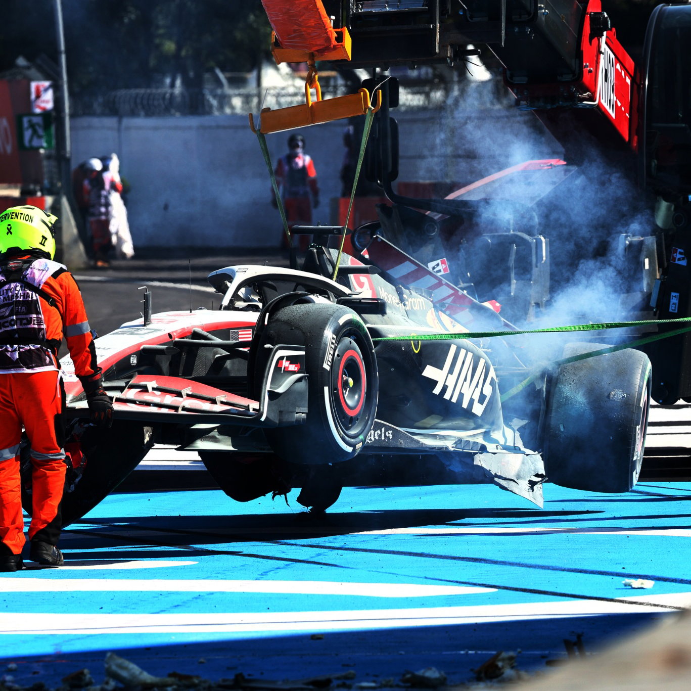Kevin Magnussen (DEN) Haas VF-23 crashed out of the race. Formula 1 World Championship, Rd 20, Mexican Grand Prix, Mexico