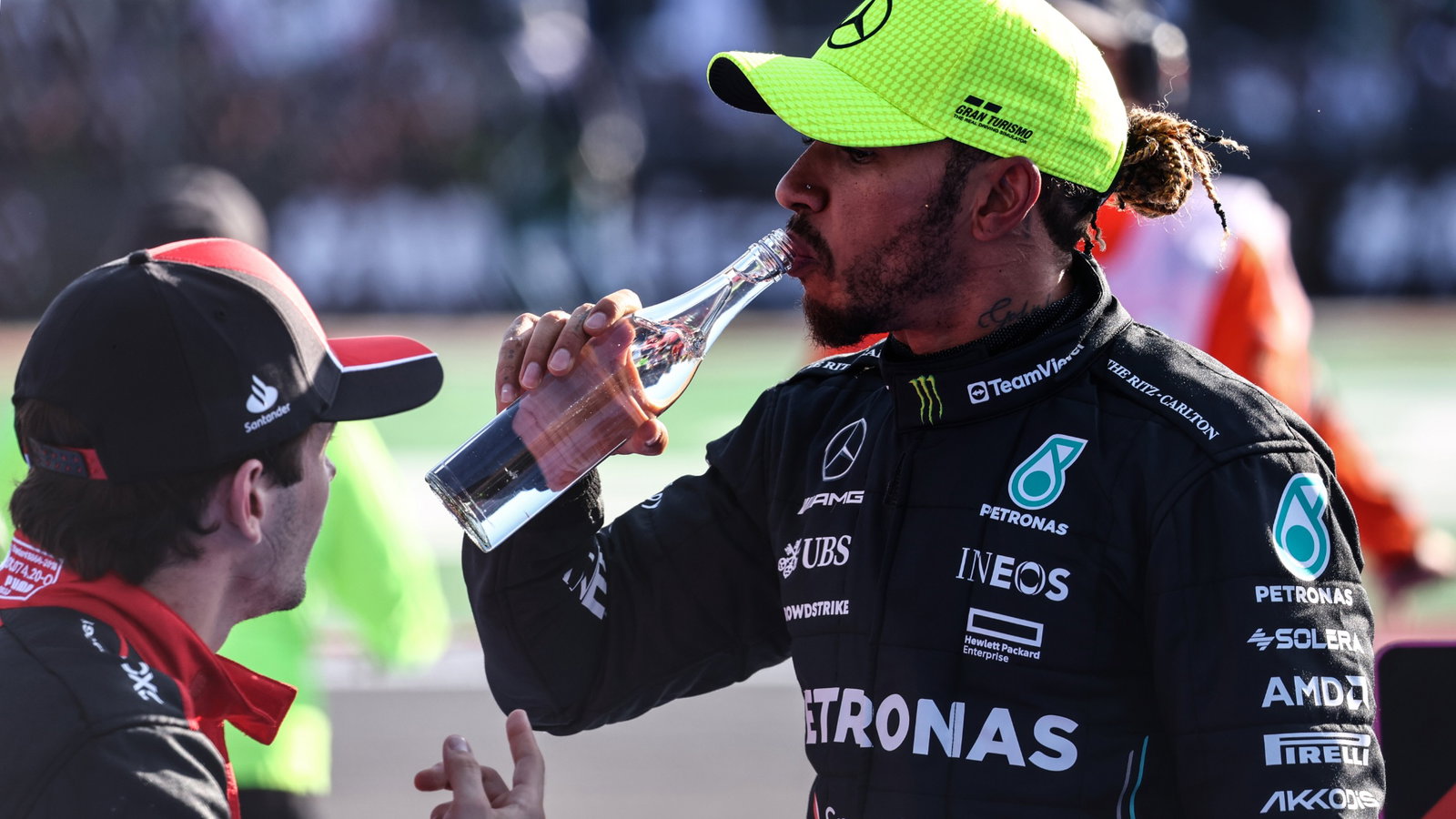 Charles Leclerc (FRA), Scuderia Ferrari Lewis Hamilton (GBR), Mercedes AMG F1 Formula 1 World Championship, Rd 20,