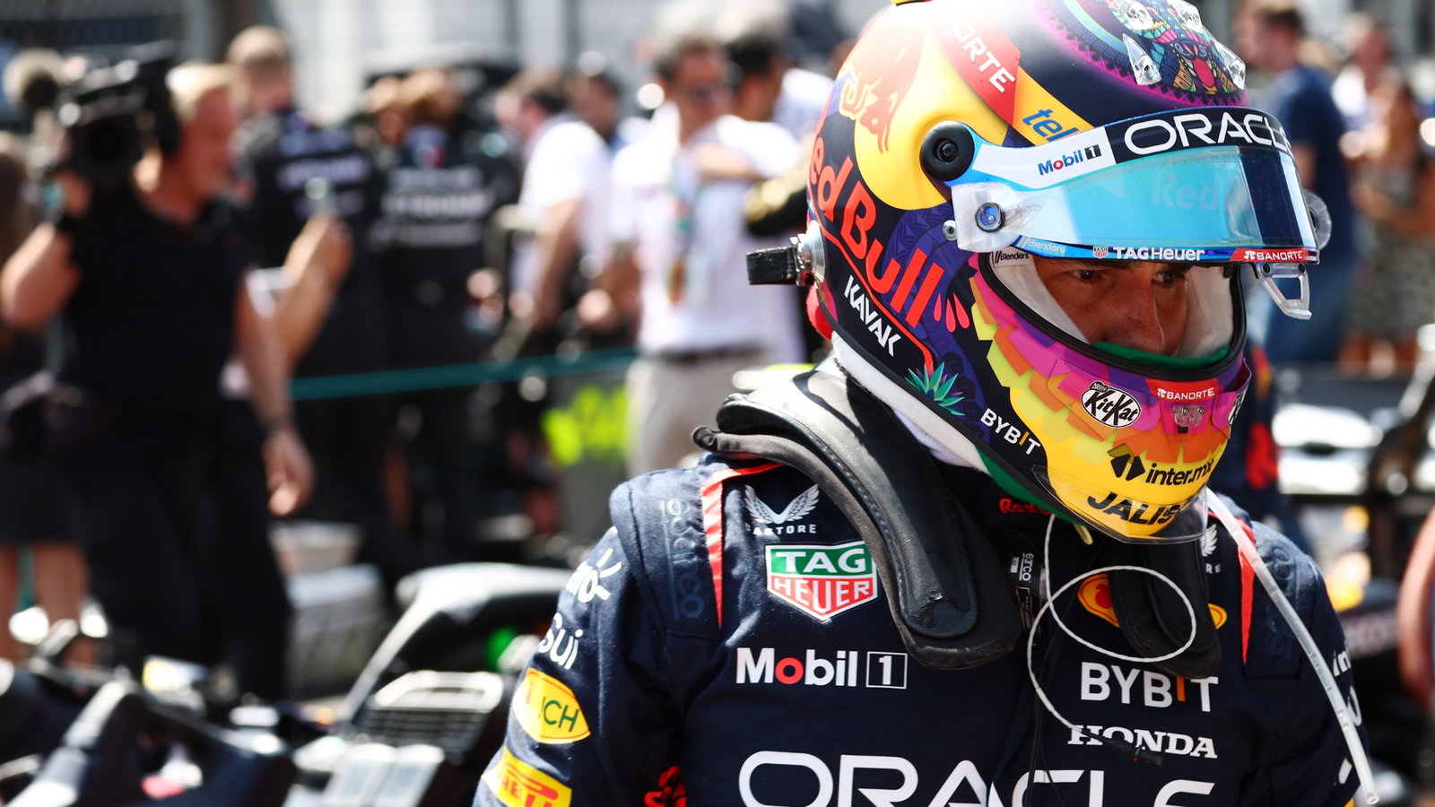 Sergio Perez (MEX) Red Bull Racing on the grid. Formula 1 World Championship, Rd 20, Mexican Grand Prix, Mexico City,