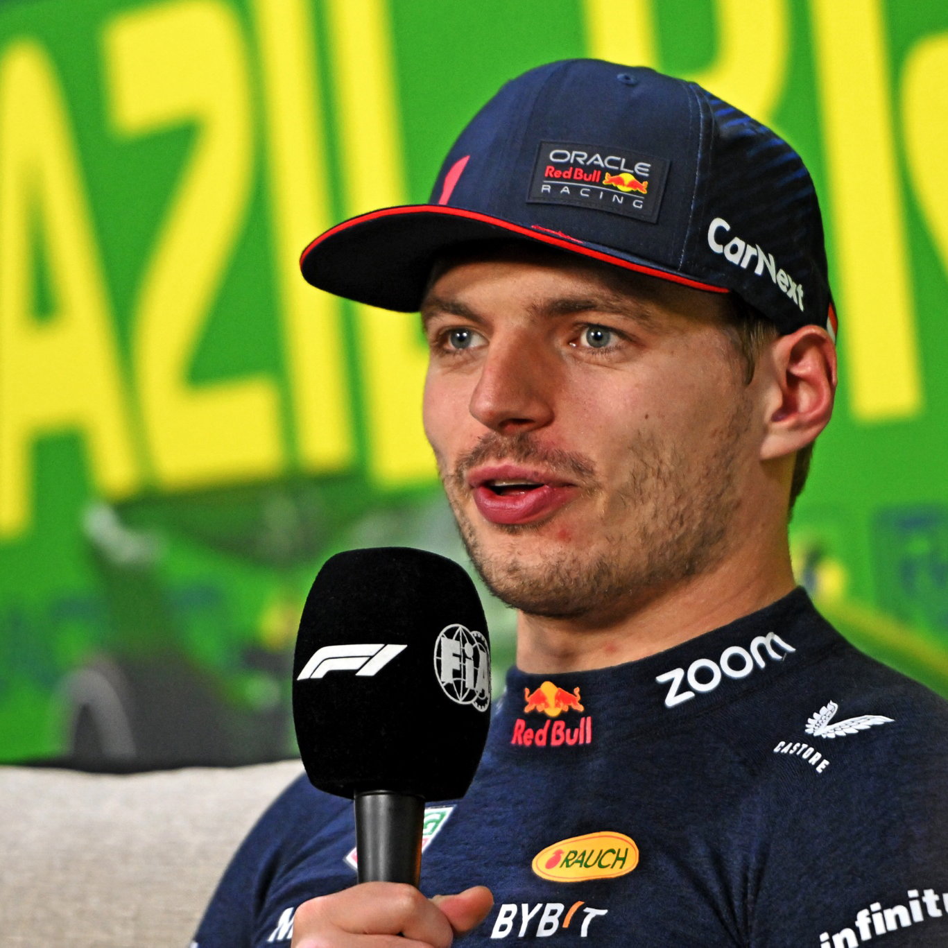 Max Verstappen (NLD) Red Bull Racing in the post race FIA Press Conference. Formula 1 World Championship, Rd 21, Brazilian