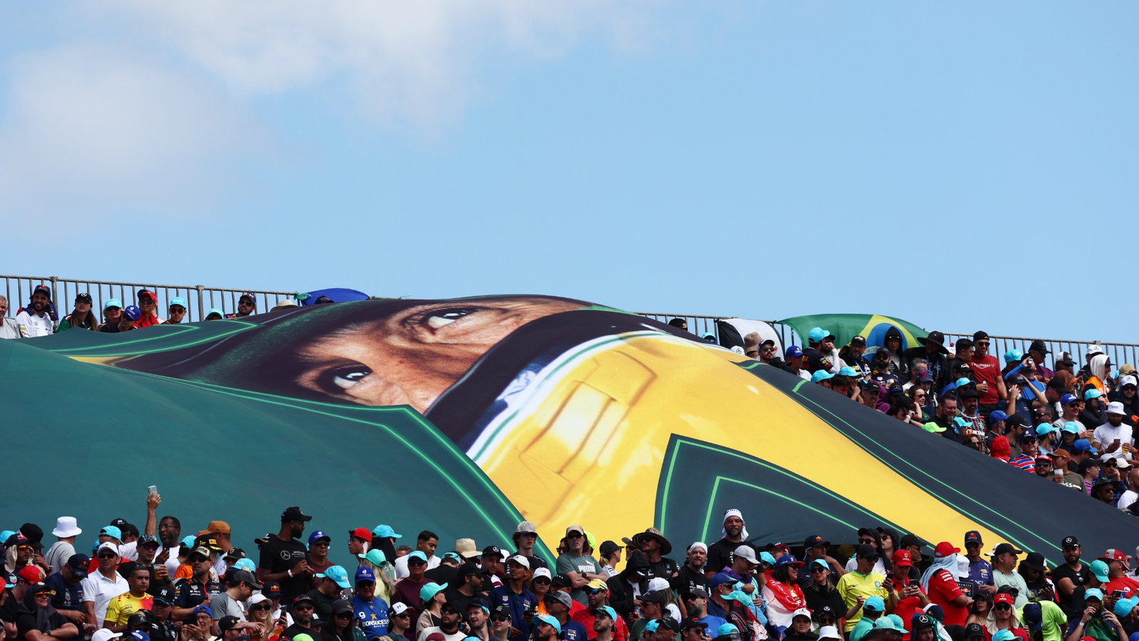 Circuit atmosphere - Ayrton Senna flag with fans in the grandstand. Formula 1 World Championship, Rd 21, Brazilian Grand