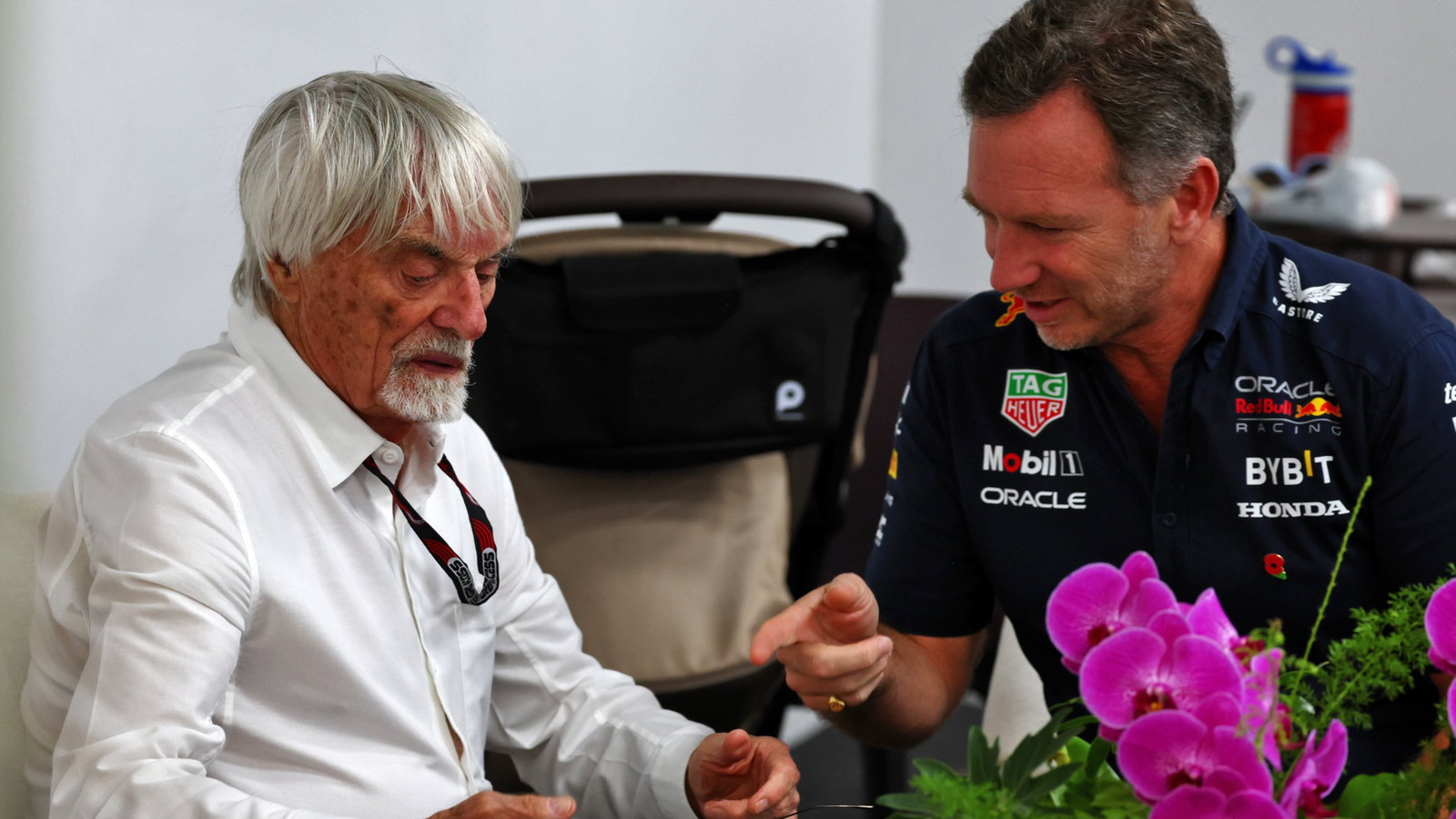 (L to R): Bernie Ecclestone (GBR) with Christian Horner (GBR) Red Bull Racing Team Principal. Formula 1 World