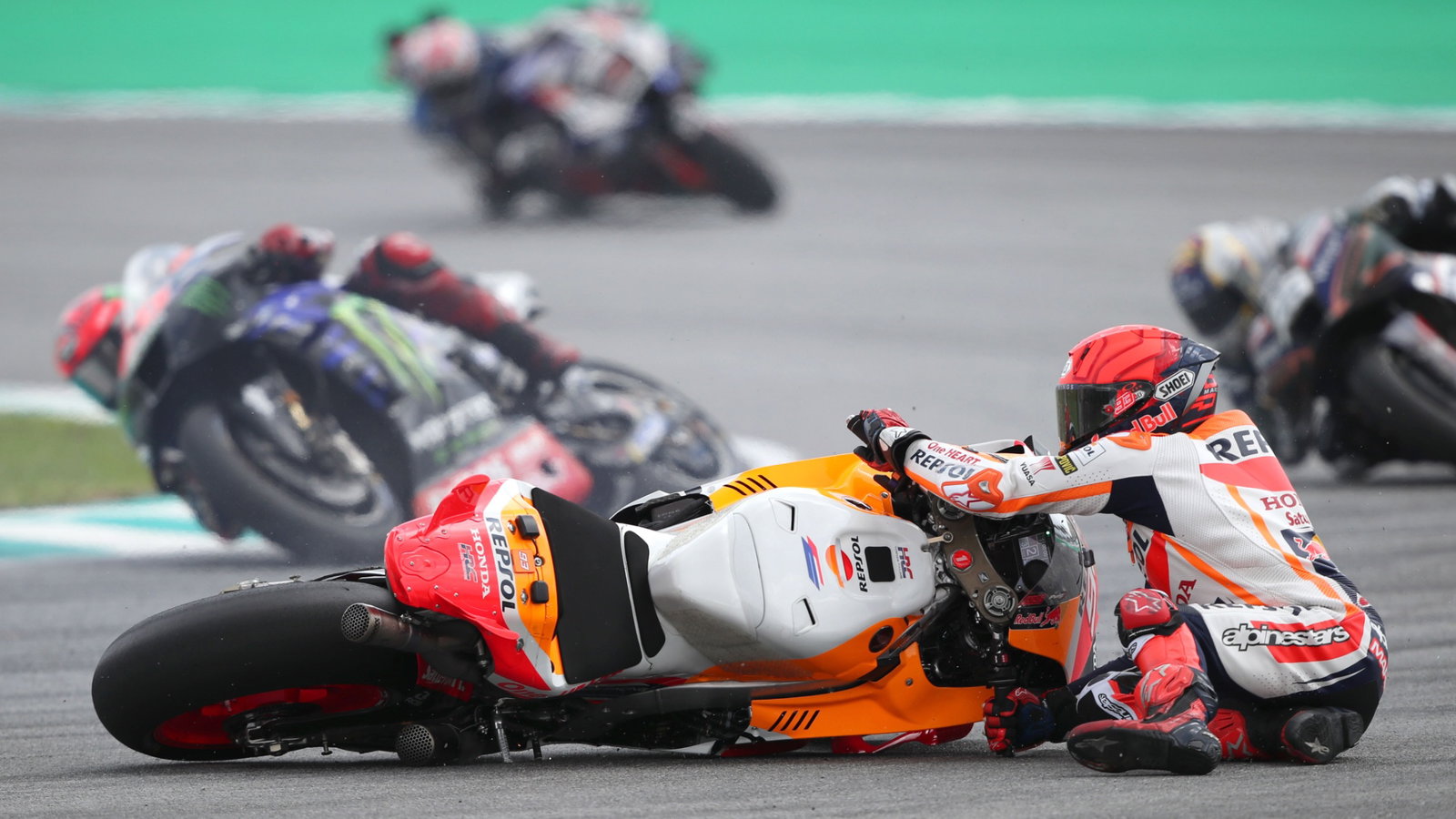 Marc Marquez crash, Tissot sprint race, MotoGP, Malaysia MotoGP, 11 November