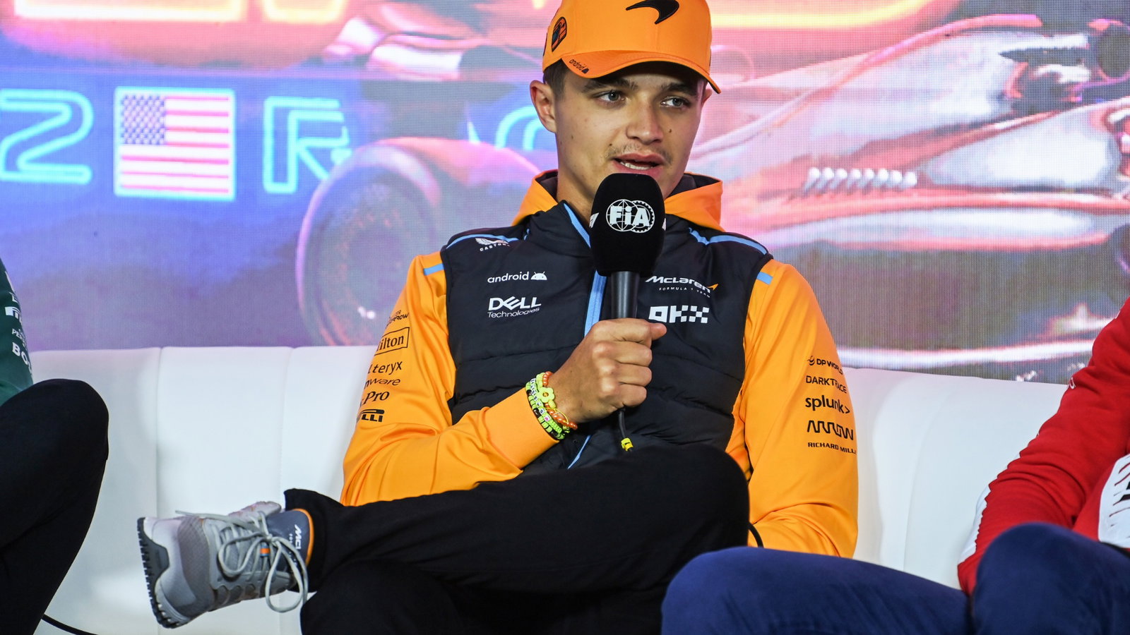 Lando Norris (GBR) McLaren in the FIA Press Conference. Formula 1 World Championship, Rd 22, Las Vegas Grand Prix, Las