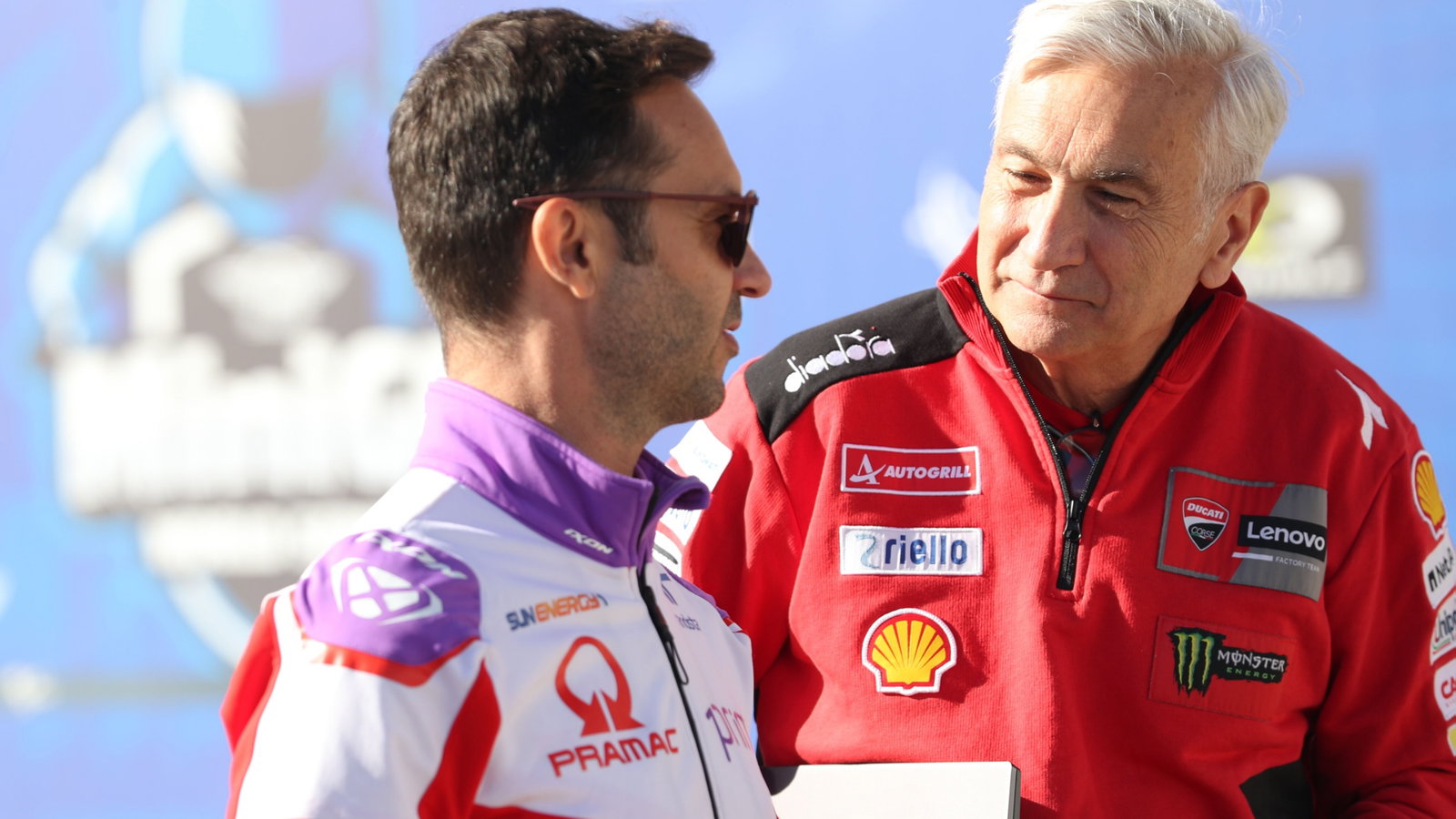 Gino Borsoi and Davide Tardozzi Valencia MotoGP 2023