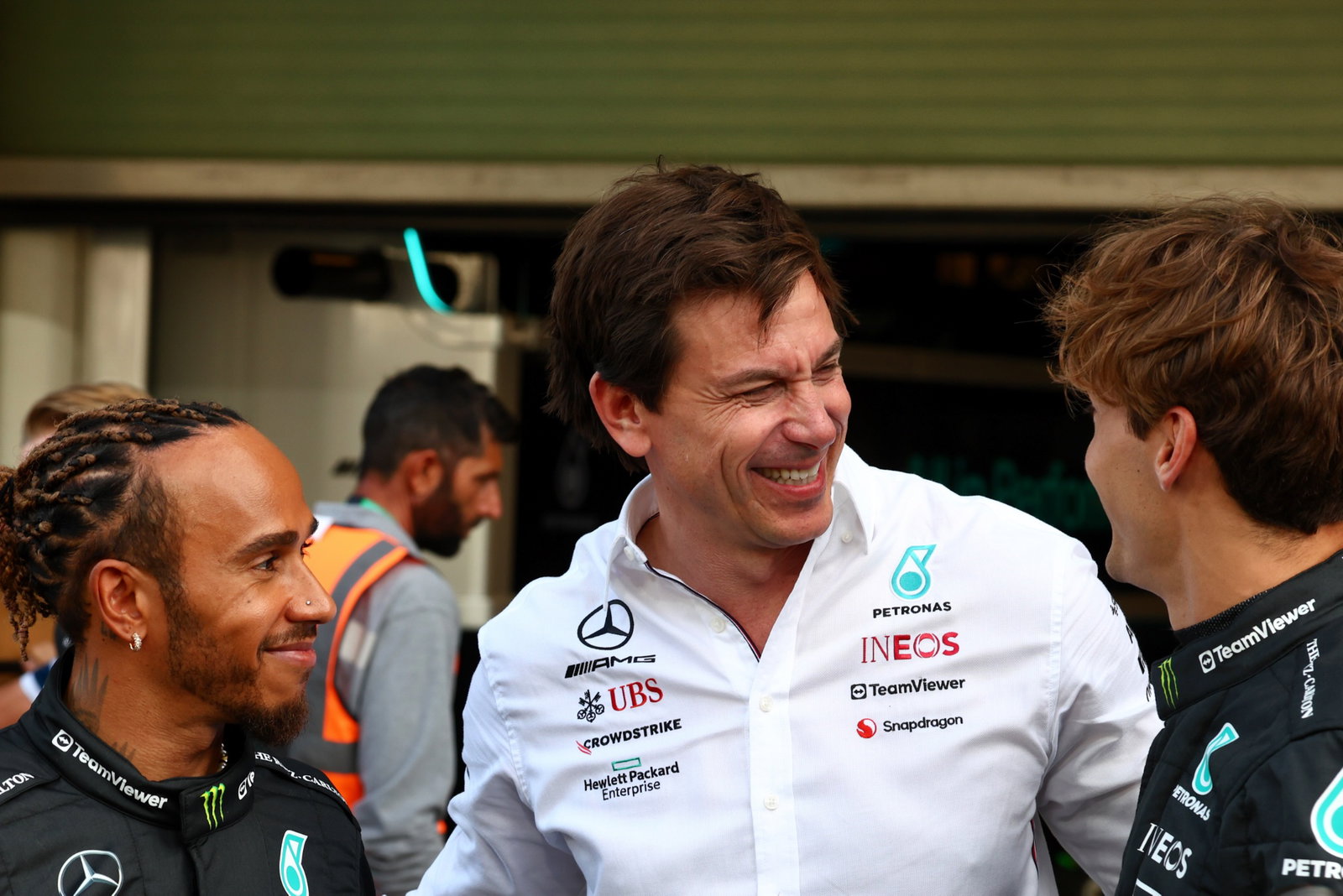 (L to R): Lewis Hamilton (GBR) Mercedes AMG F1 with Toto Wolff (GER) Mercedes AMG F1 Shareholder and Executive Director and