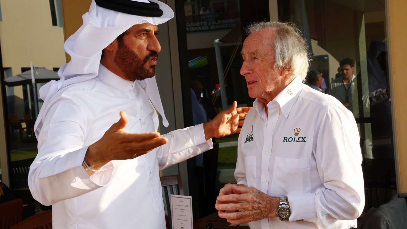 (L to R): Mohammed Bin Sulayem (UAE) FIA President with Jackie Stewart (GBR). Formula 1 World Championship, Rd 23, Abu