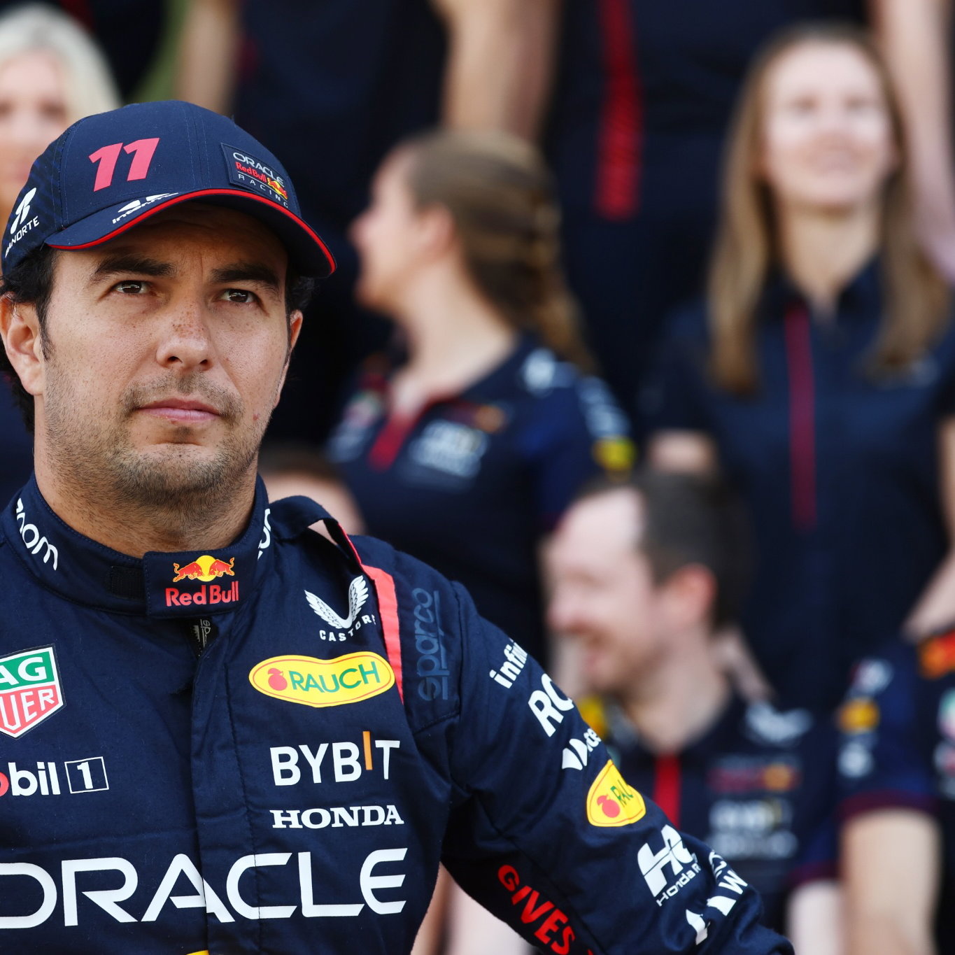 Sergio Perez (MEX) Red Bull Racing at a team photograph. Formula 1 World Championship, Rd 23, Abu Dhabi Grand Prix, Yas