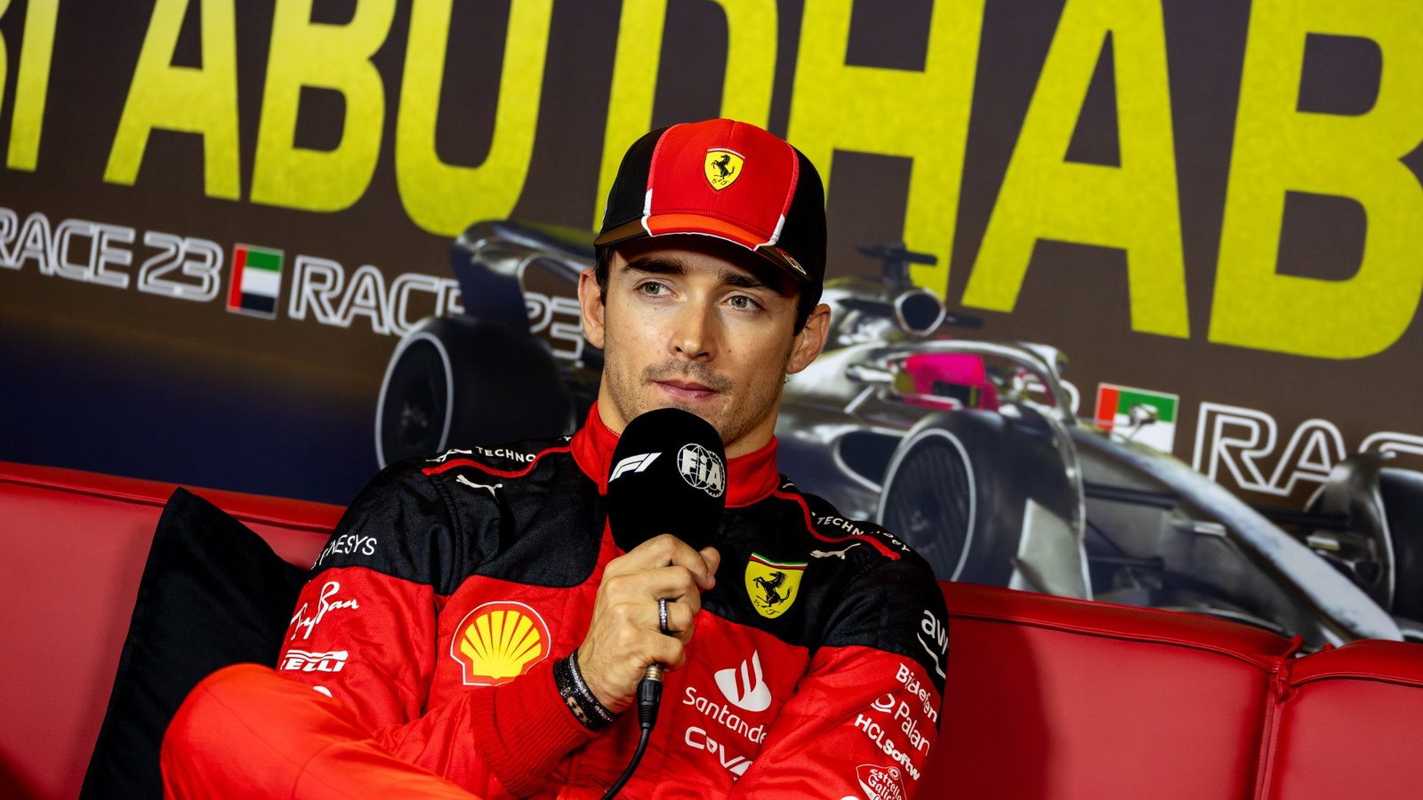 Charles Leclerc (MON) Ferrari in the post race FIA Press Conference. Formula 1 World Championship, Rd 23, Abu Dhabi Grand