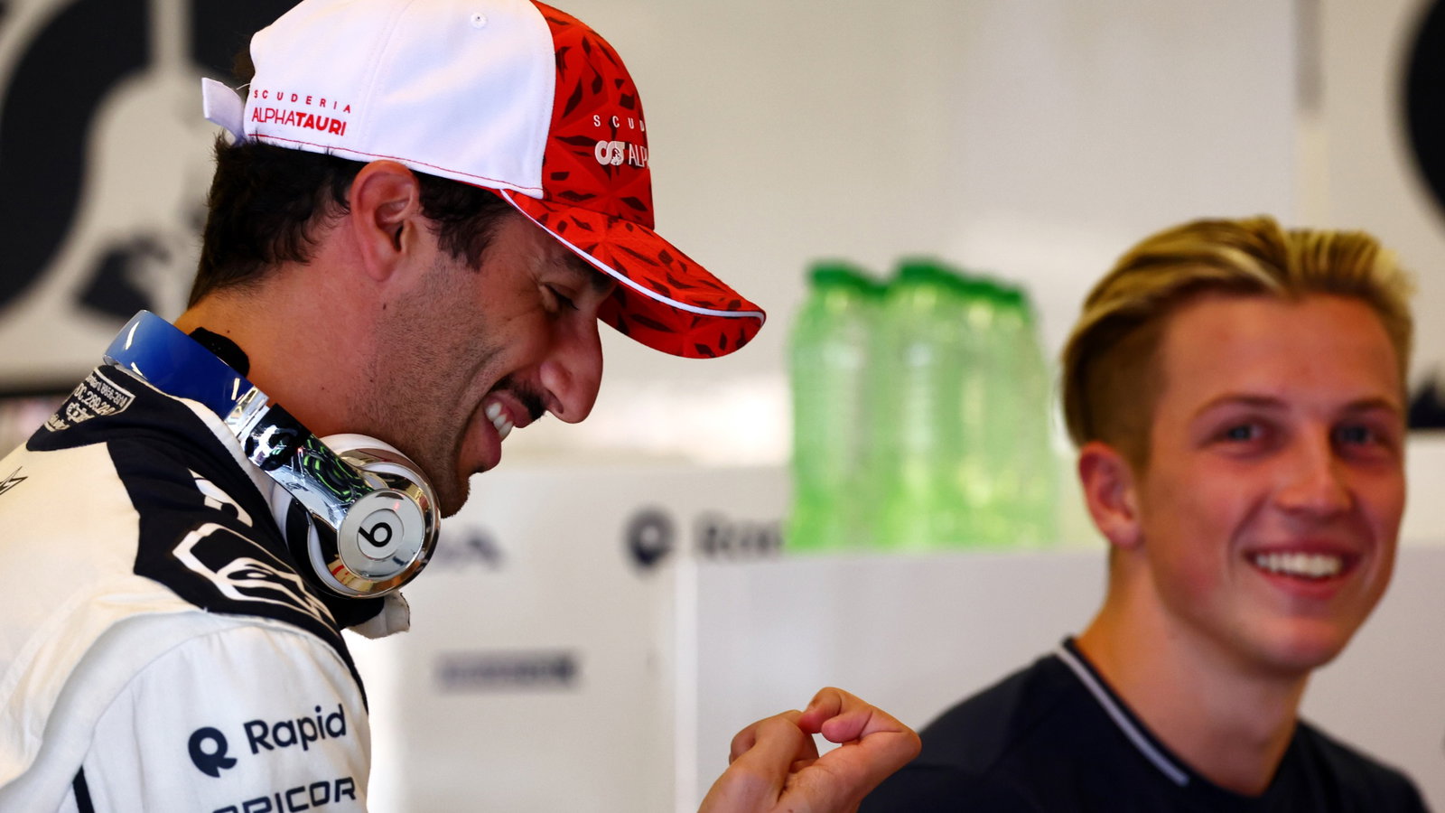 Daniel Ricciardo (AUS) AlphaTauri and Liam Lawson (NZL) AlphaTauri Reserve Driver. Formula 1 World Championship, Rd 23,