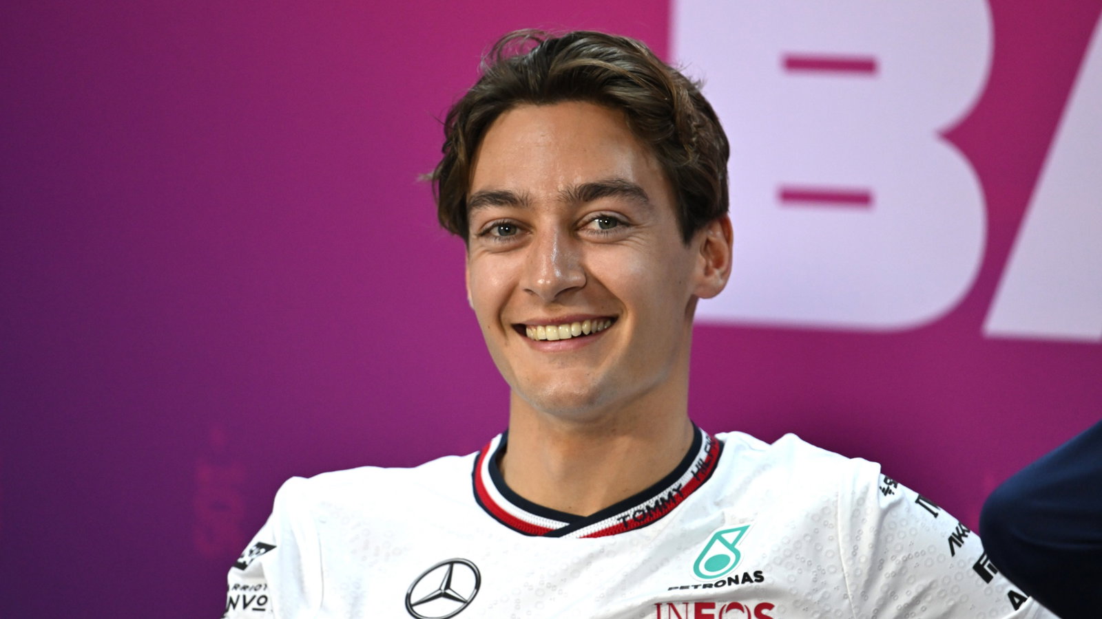 George Russell (GBR) Mercedes AMG F1 in the FIA Press Conference. Formula 1 Testing, Sakhir, Bahrain, Day Two.-