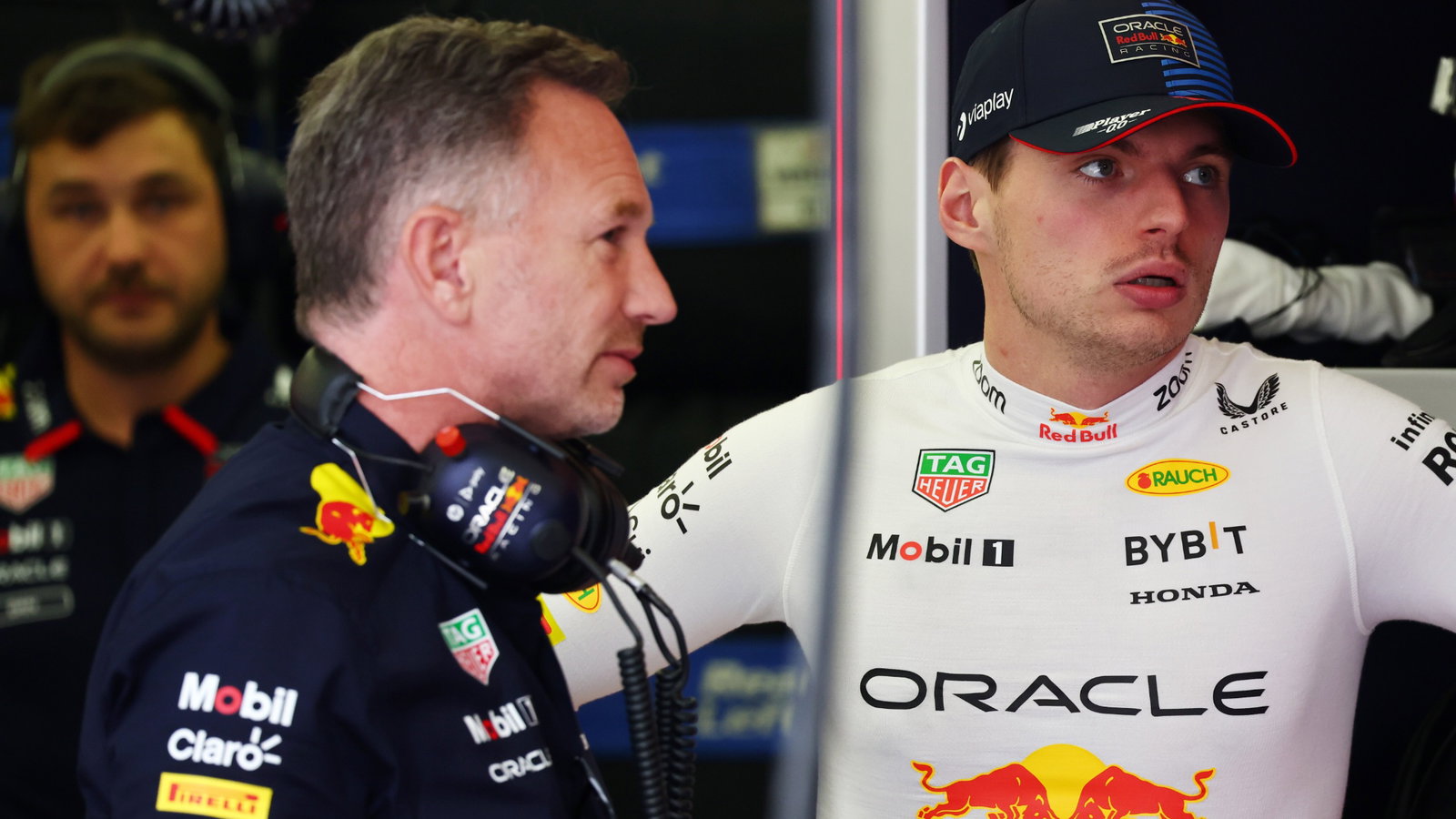 Max Verstappen (NLD) Red Bull Racing with Christian Horner (GBR) Red Bull Racing Team Principal. Formula 1 World