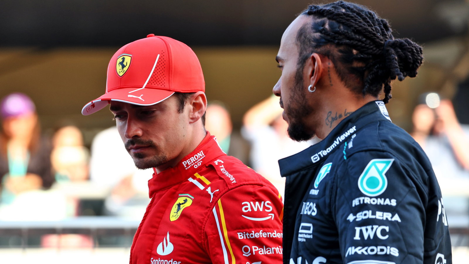 (L to R): Charles Leclerc (MON) Ferrari with Lewis Hamilton (GBR) Mercedes AMG F1. Formula 1 World Championship, Rd 1,