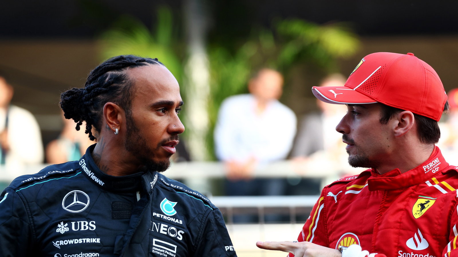 (L to R): Lewis Hamilton (GBR) Mercedes AMG F1 with Charles Leclerc (MON) Ferrari. Formula 1 World Championship, Rd 1,