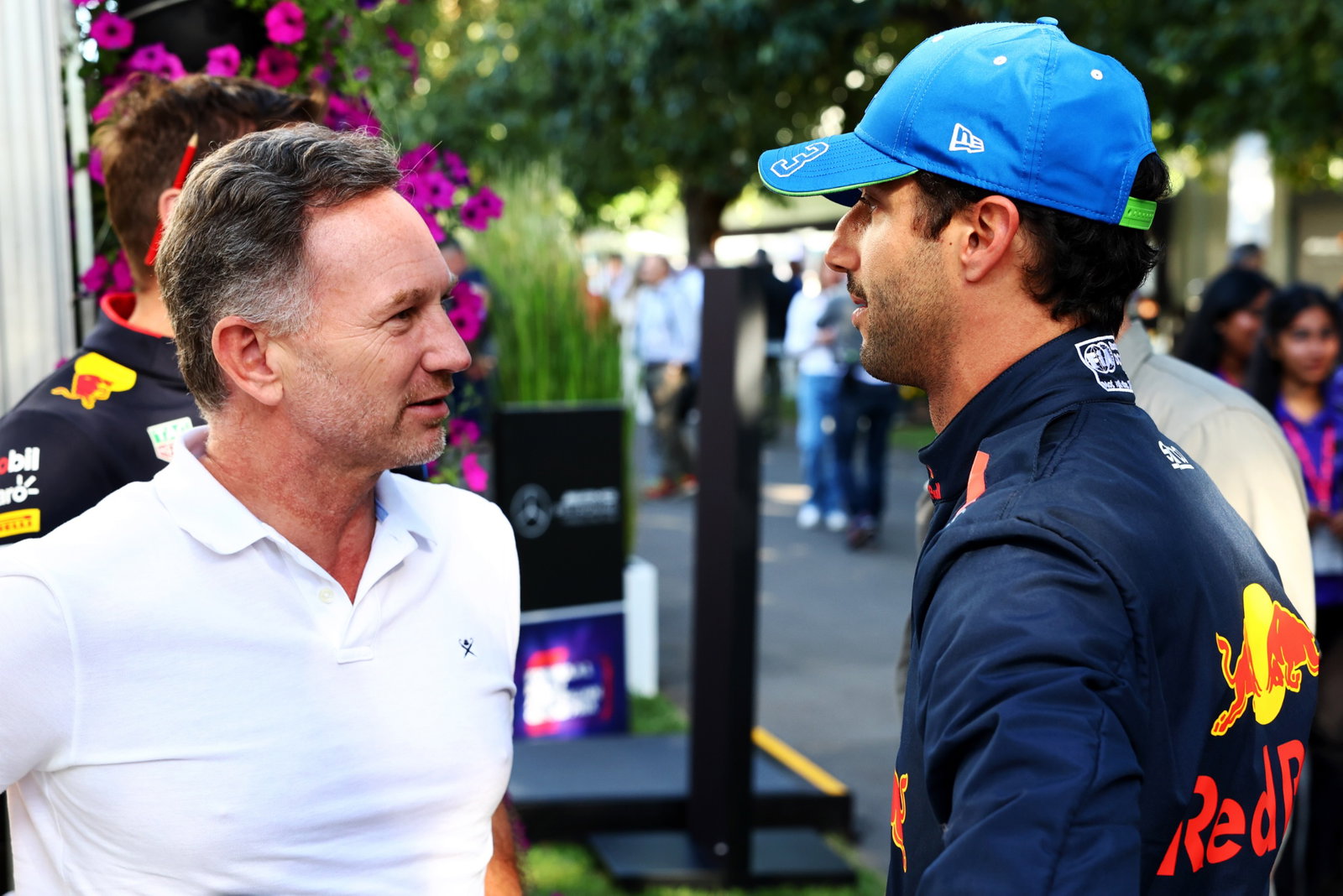 (L to R): Christian Horner (GBR) Red Bull Racing Team Principal with Daniel Ricciardo (AUS) RB. Formula 1 World