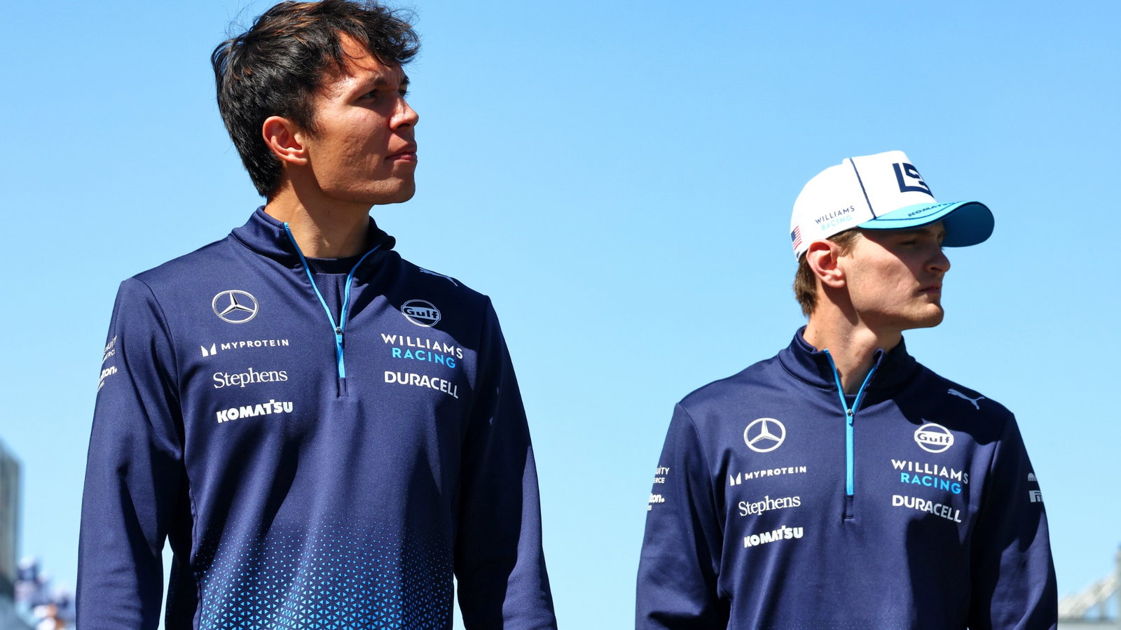 (L to R): Alexander Albon (THA) Williams Racing with team mate Logan Sargeant (USA) Williams Racing. Formula 1 World