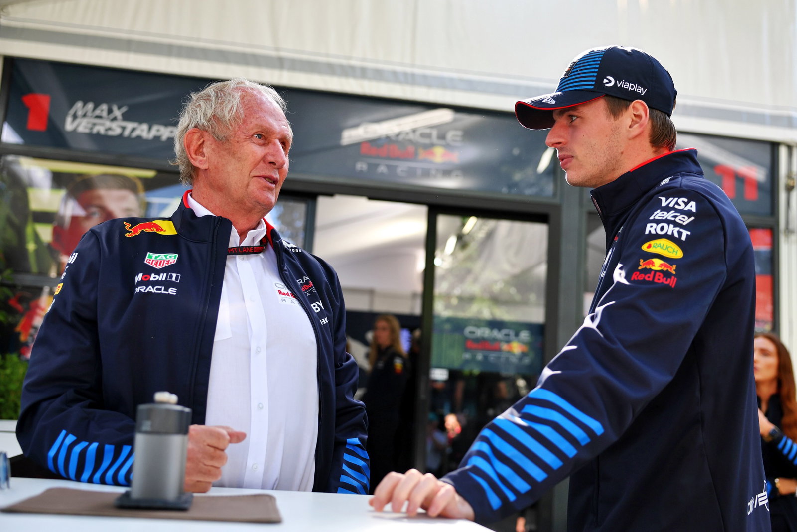 (L to R): Dr Helmut Marko (AUT) Red Bull Motorsport Consultant with Max Verstappen (NLD) Red Bull Racing. Formula 1 World