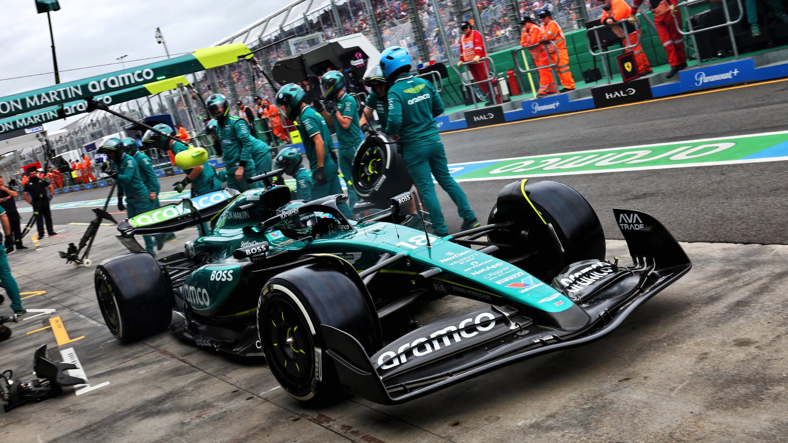 Lance Stroll (CDN) Aston Martin F1 Team AMR24 practices a pit stop. Formula 1 World Championship, Rd 3, Australian Grand
