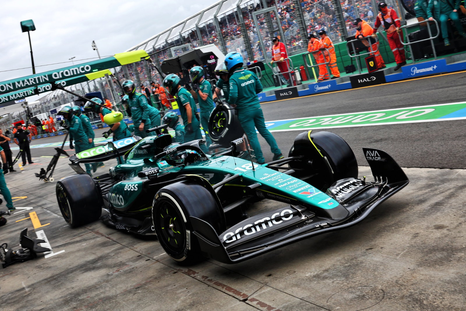 Lance Stroll (CDN) Aston Martin F1 Team AMR24 practices a pit stop. Formula 1 World Championship, Rd 3, Australian Grand