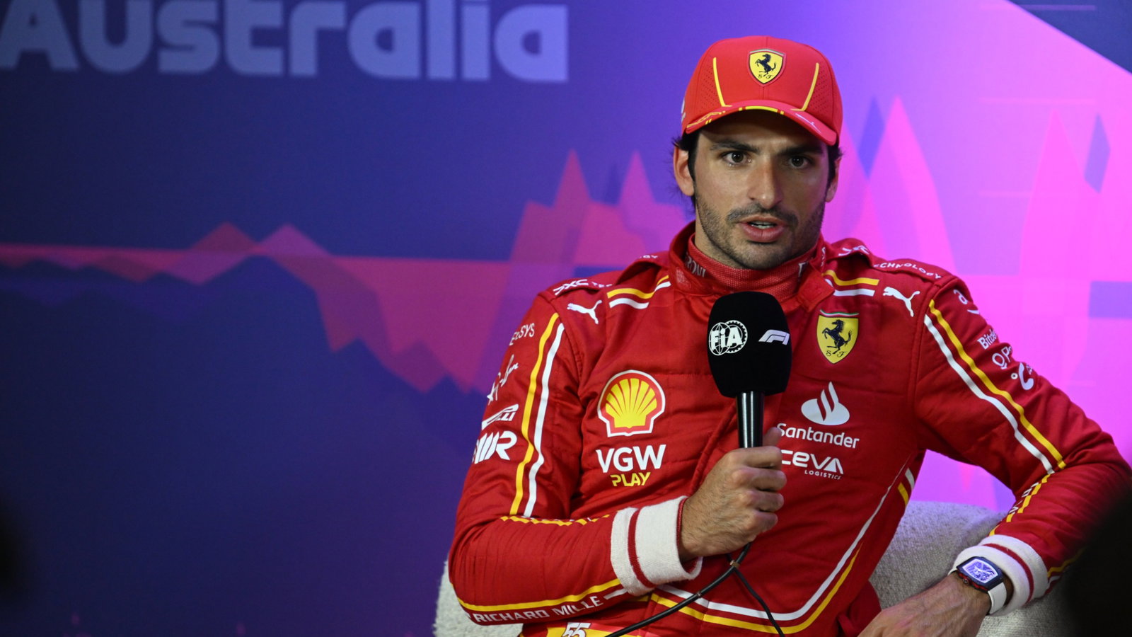 Carlos Sainz Jr (ESP) Ferrari in the post qualifying FIA Press Conference. Formula 1 World Championship, Rd 3, Australian