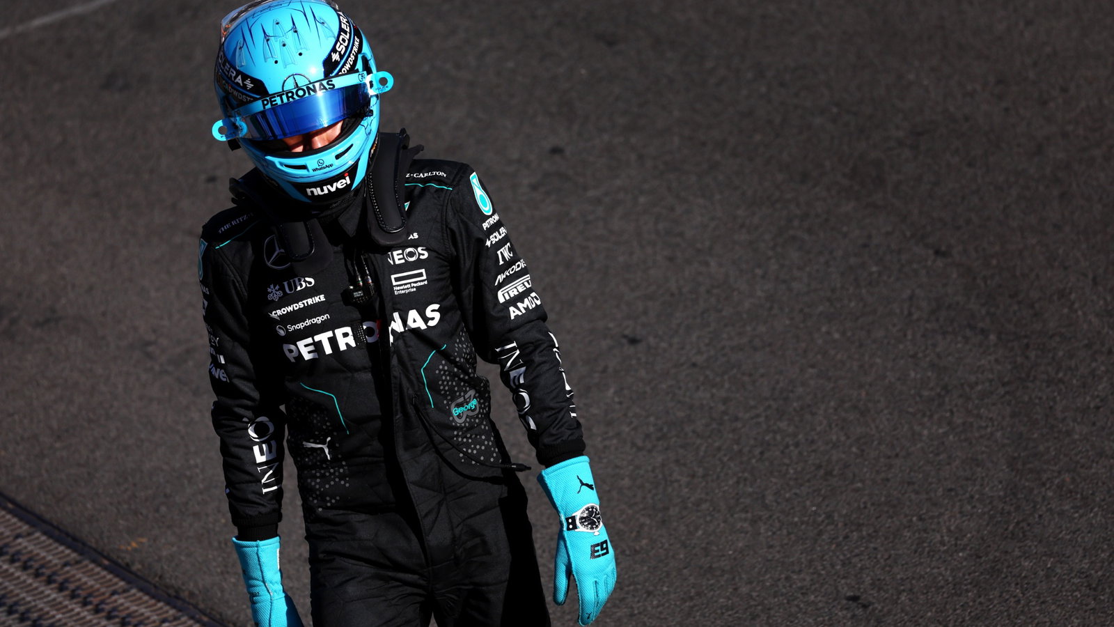 George Russell (GBR) Mercedes AMG F1 in qualifying parc ferme. Formula 1 World Championship, Rd 3, Australian Grand Prix,
