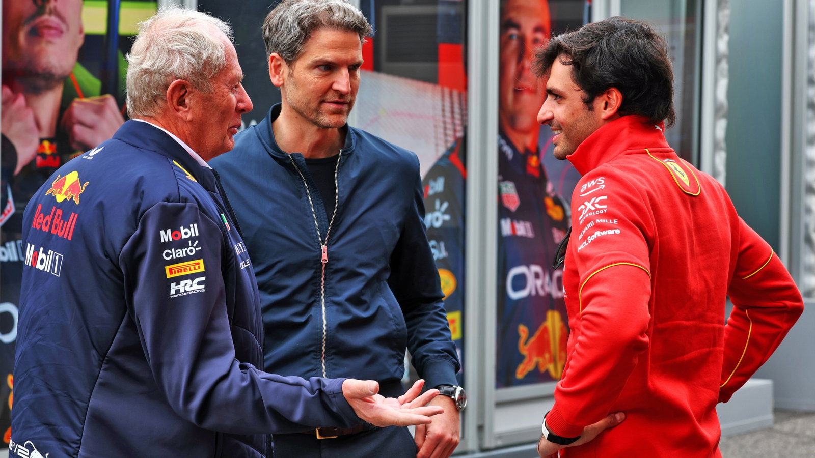 Dr Helmut Marko (AUT) Red Bull Motorsport Consultant (Left) with Carlos Sainz Jr (ESP) Ferrari (Right). Formula 1 World