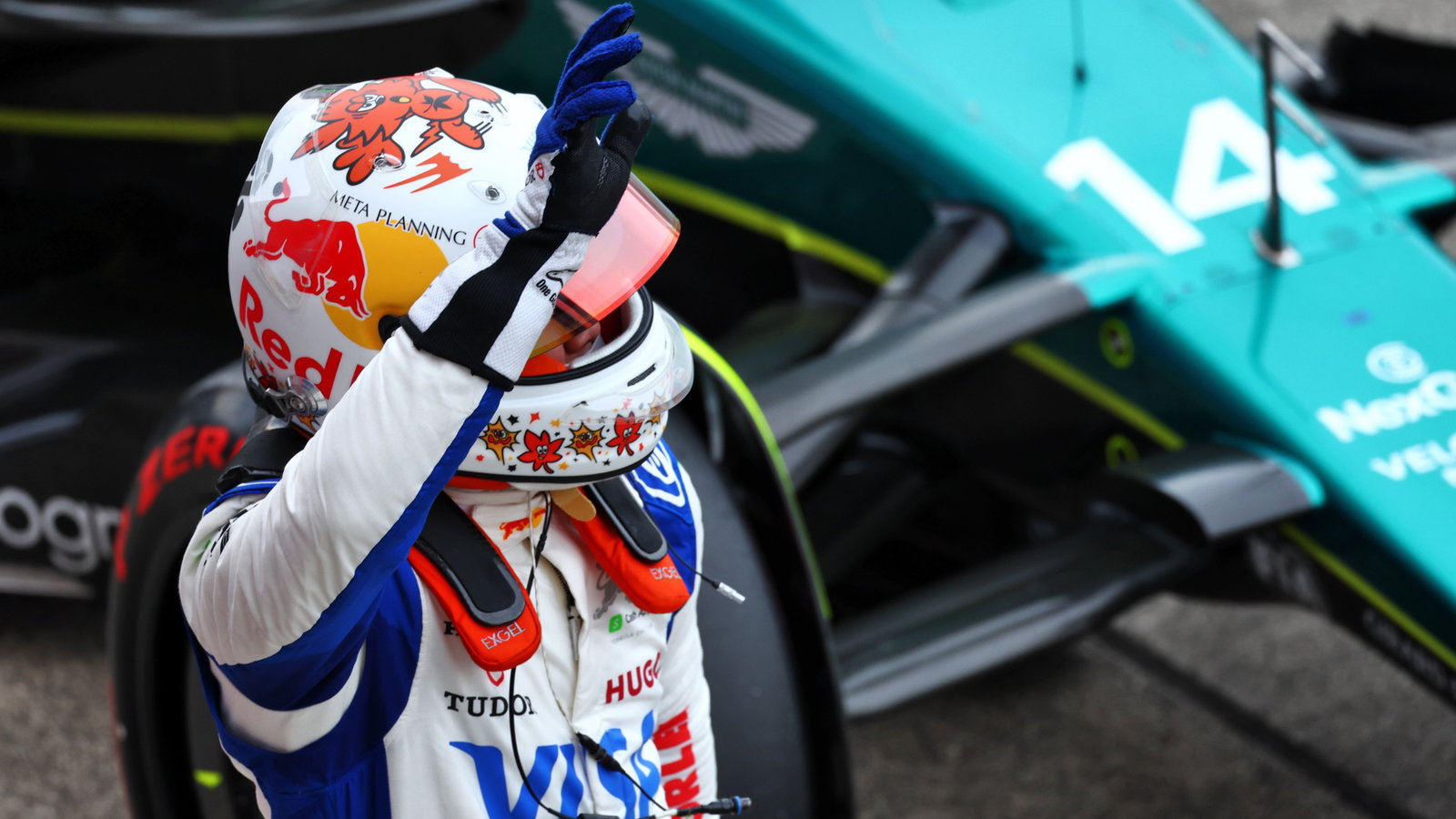 Yuki Tsunoda (JPN) RB celebrates in qualifying parc ferme. Formula 1 World Championship, Rd 4, Japanese Grand Prix,