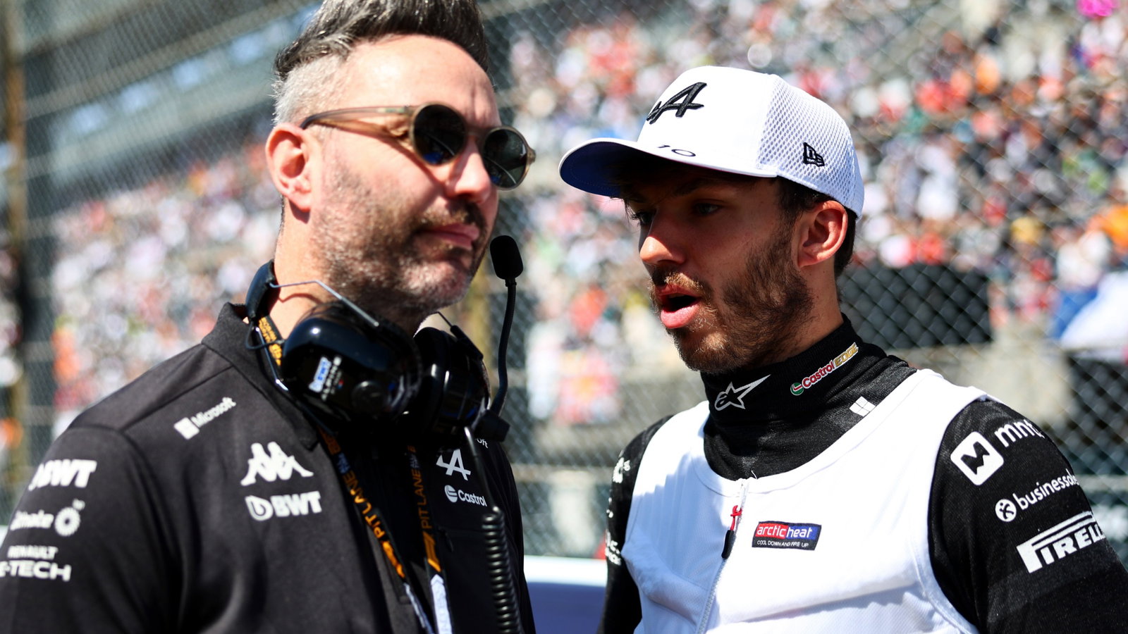 Pierre Gasly (FRA) Alpine F1 Team on the grid with Julian Rouse (GBR) Alpine F1 Team Sporting Director. Formula 1 World