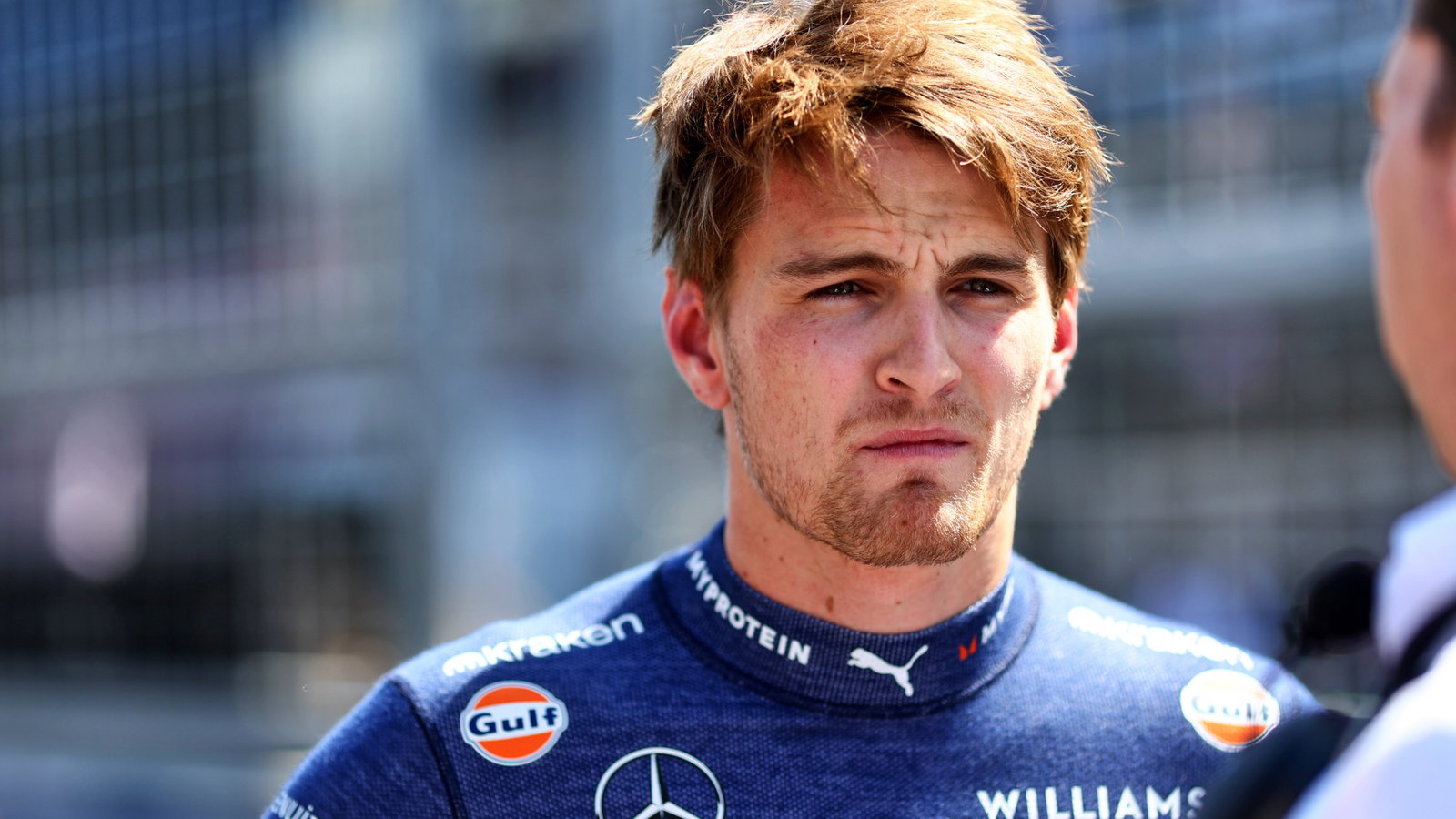 Logan Sargeant (USA) Williams Racing with James Vowles (GBR) Williams Racing Team Principal on the grid. Formula 1 World