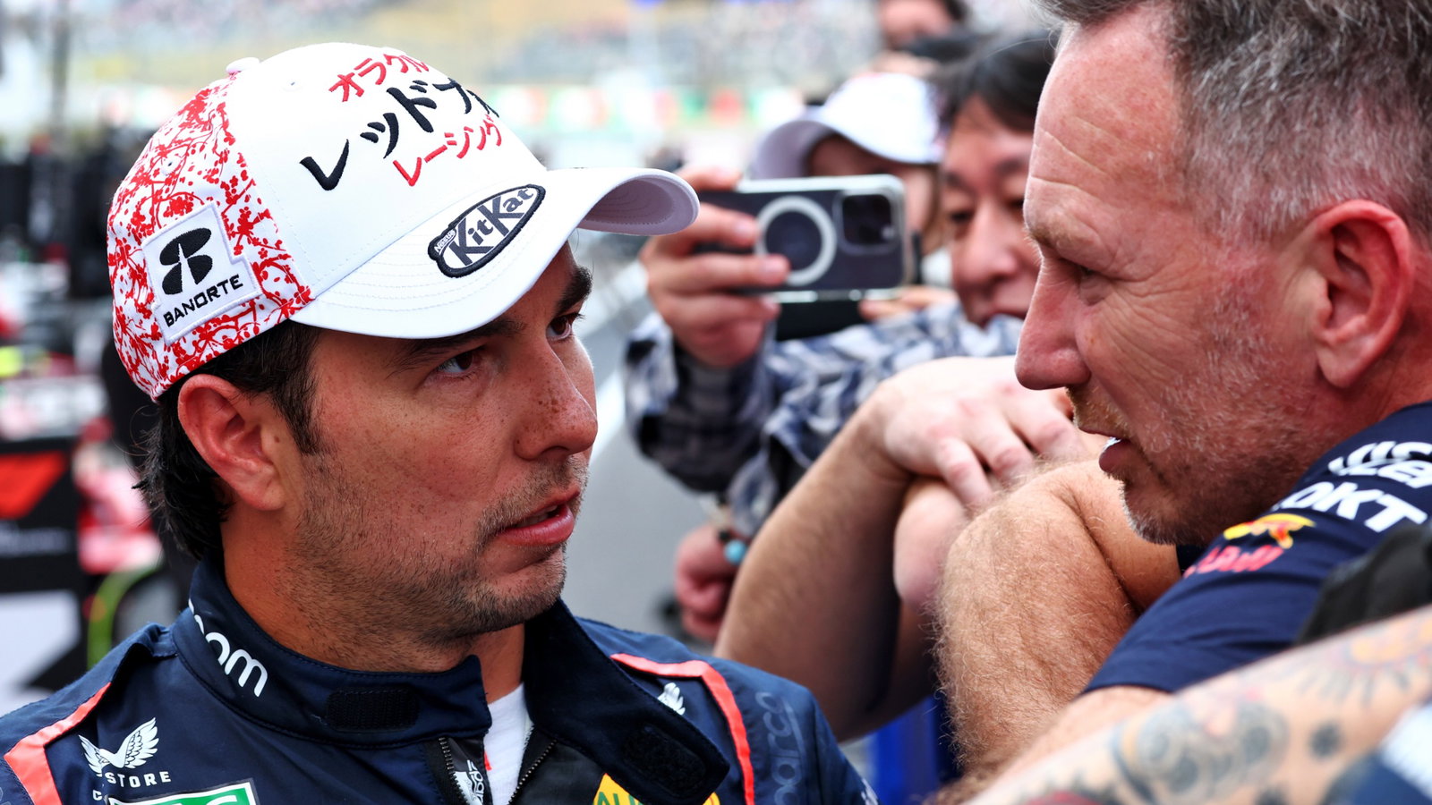 Sergio Perez and Christian Horner