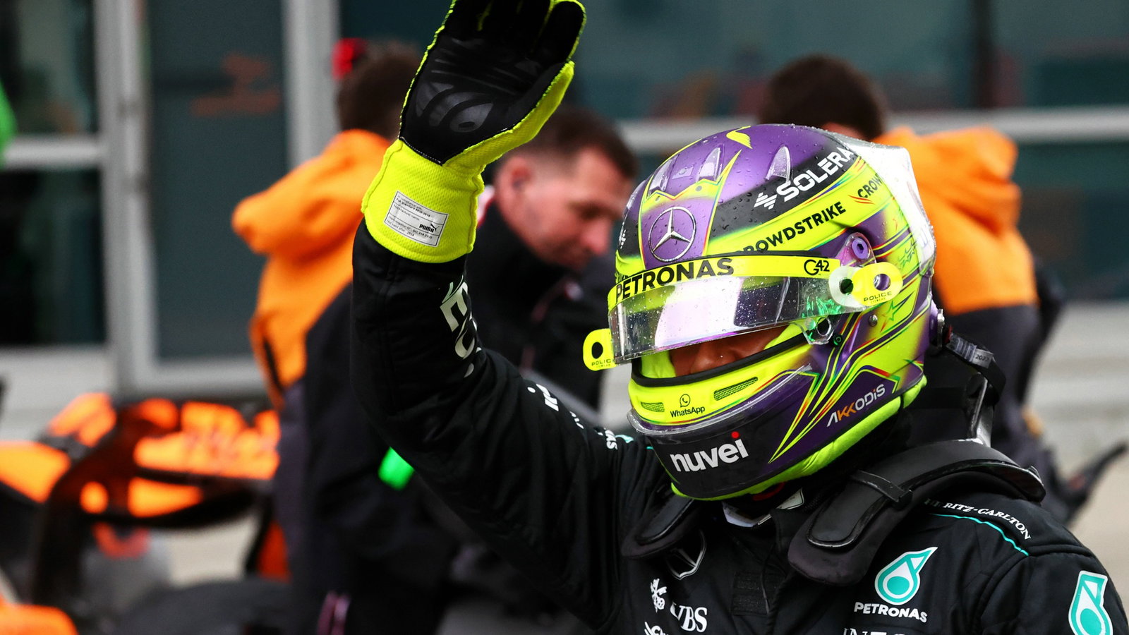 Lewis Hamilton (GBR) Mercedes AMG F1 celebrates second position in Sprint qualifying parc ferme. Formula 1 World