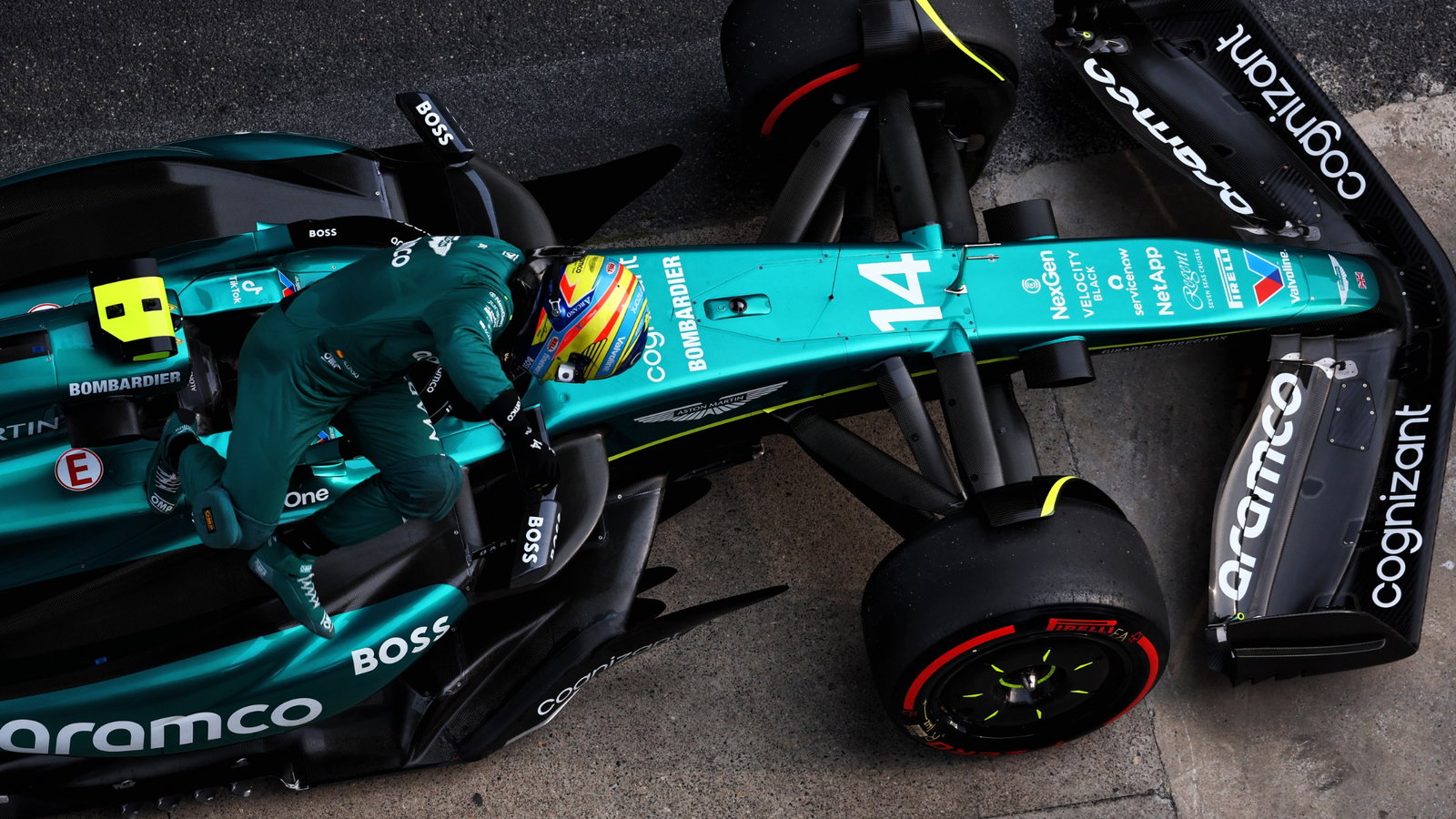 Fernando Alonso (ESP) Aston Martin F1 Team AMR24 in qualifying parc ferme. Formula 1 World Championship, Rd 5, Chinese