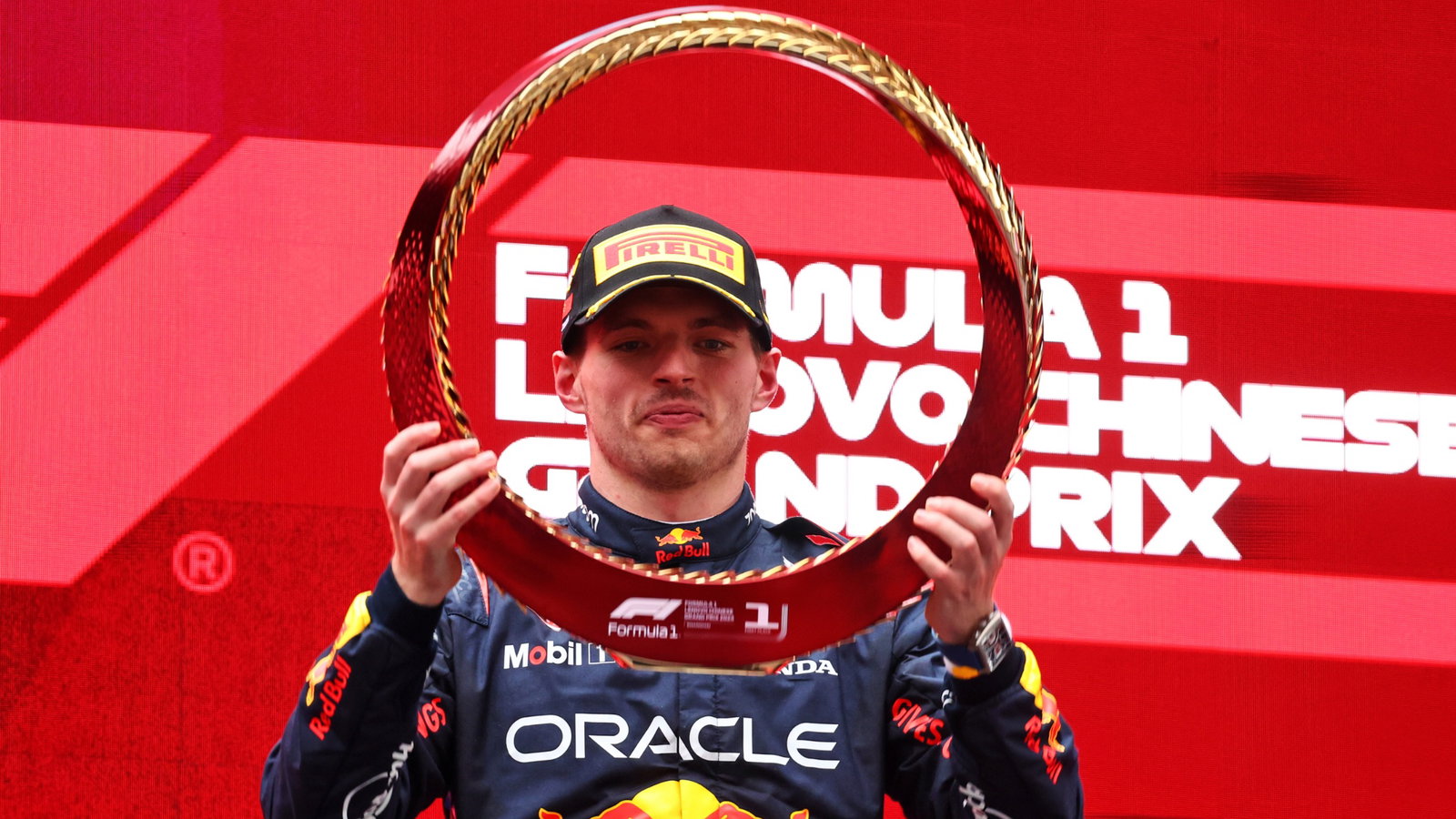 Race winner Max Verstappen (NLD) Red Bull Racing celebrates on the podium. Formula 1 World Championship, Rd 5, Chinese