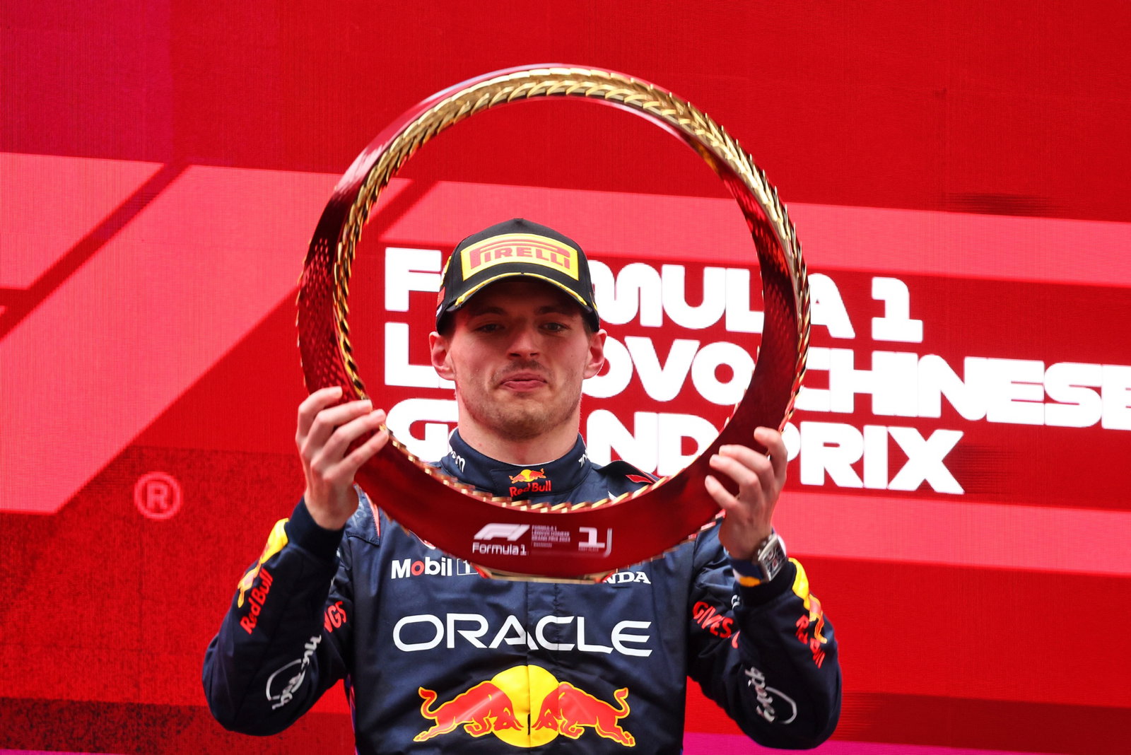 Race winner Max Verstappen (NLD) Red Bull Racing celebrates on the podium. Formula 1 World Championship, Rd 5, Chinese