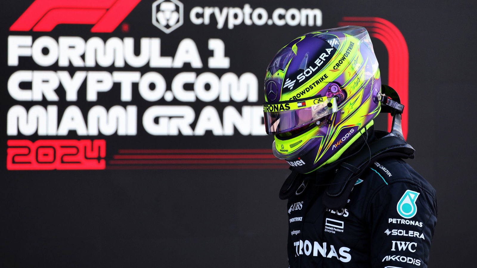 Lewis Hamilton (GBR) Mercedes AMG F1 in qualifying parc ferme. Formula 1 World Championship, Rd 6, Miami Grand Prix,