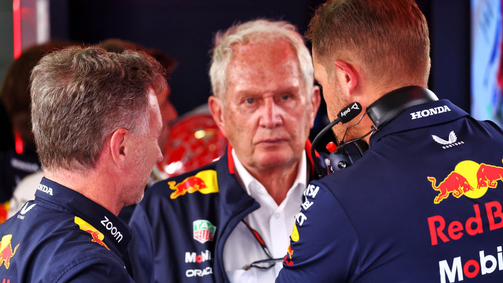 (L to R): Christian Horner (GBR) Red Bull Racing Team Principal with Dr Helmut Marko (AUT) Red Bull Motorsport Consultant