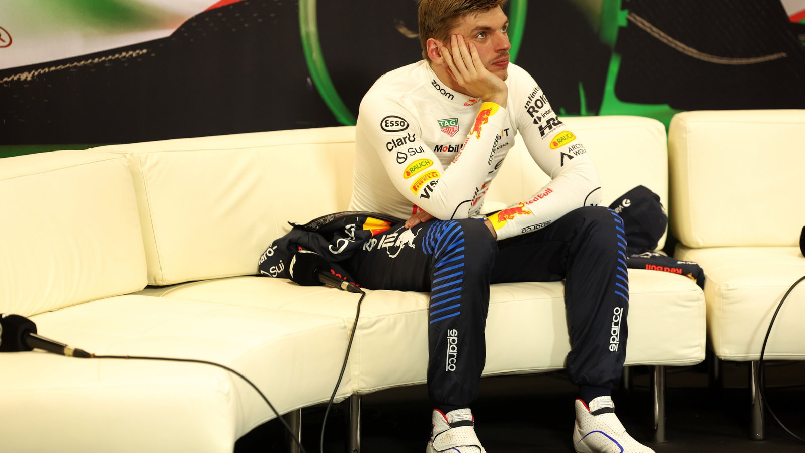 Max Verstappen (NLD) Red Bull Racing in the post race FIA Press Conference. Formula 1 World Championship, Rd 7, Emilia