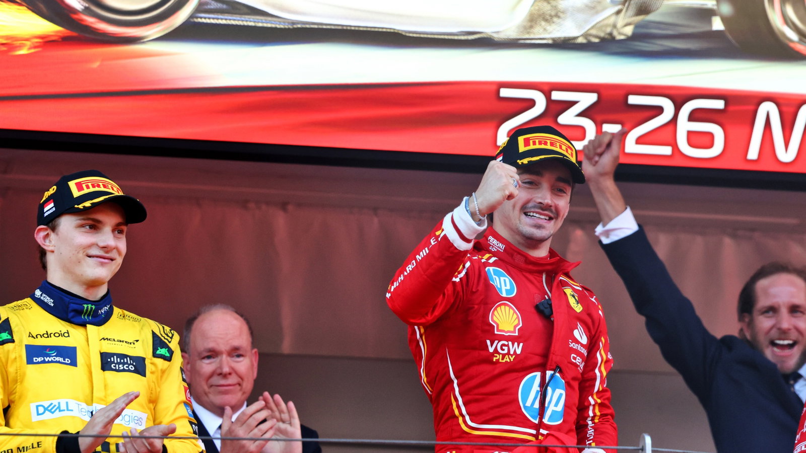 Race winner Charles Leclerc (MON) Ferrari celebrates on the podium. Formula 1 World Championship, Rd 8, Monaco Grand Prix,