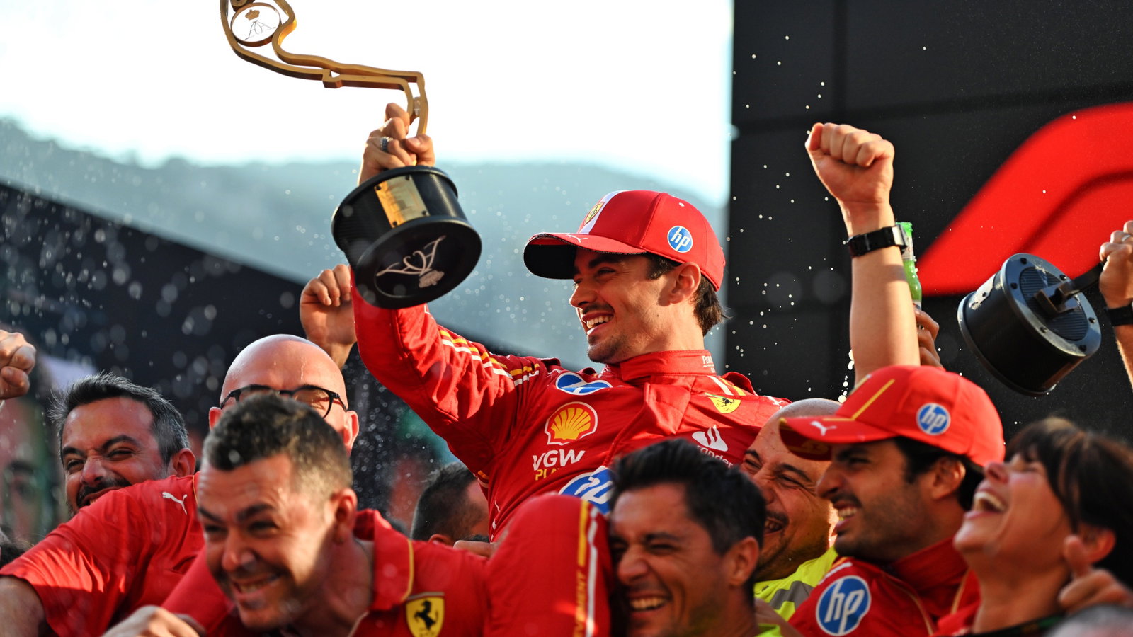 Race winner Charles Leclerc (MON) Ferrari celebrates with the team. Formula 1 World Championship, Rd 8, Monaco Grand Prix,