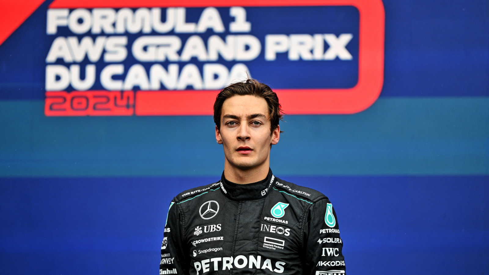 Third placed George Russell (GBR) Mercedes AMG F1 on the podium. Formula 1 World Championship, Rd 9, Canadian Grand Prix,