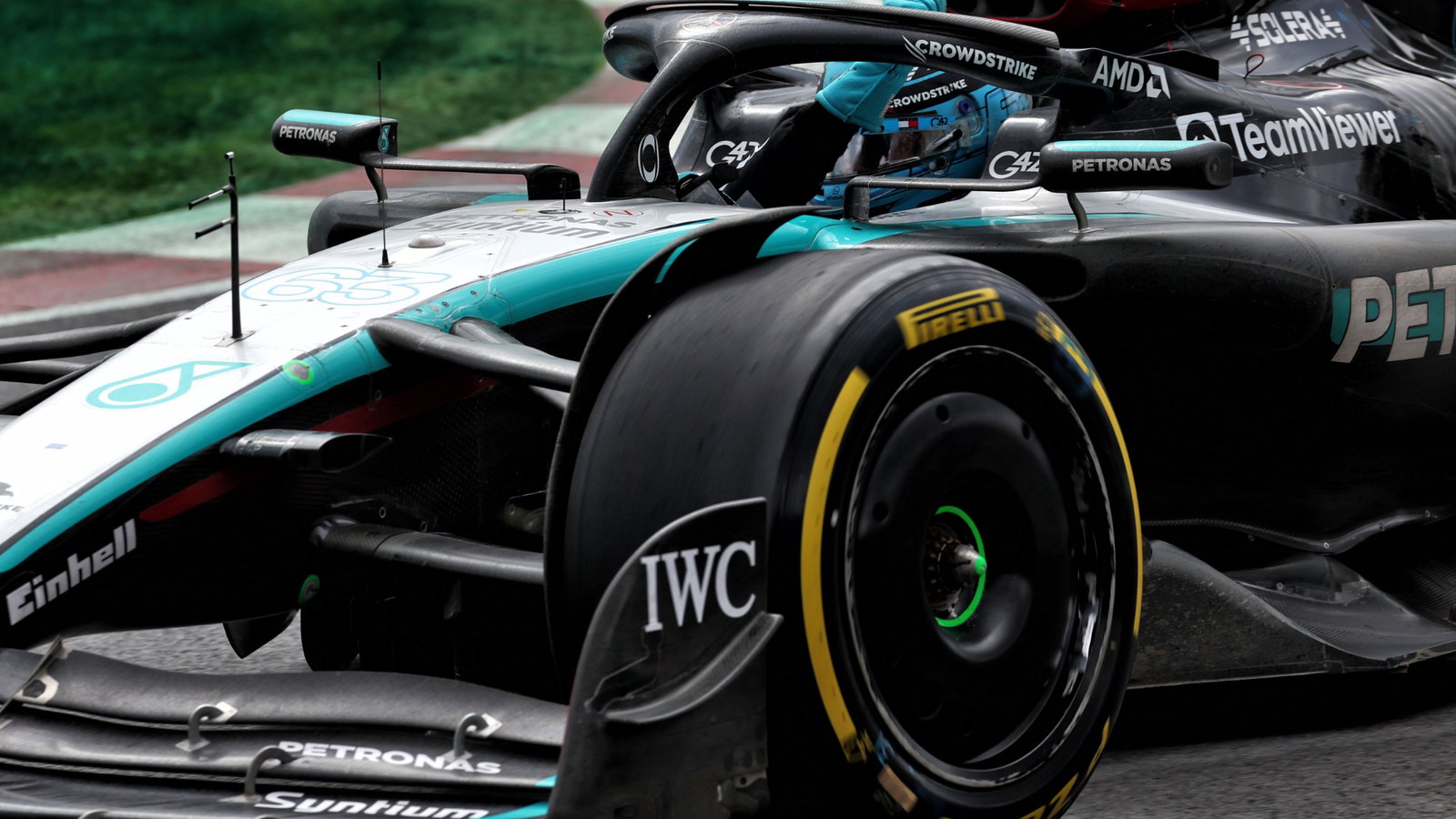 George Russell (GBR) Mercedes AMG F1 W15 celebrates at the end of the race. Formula 1 World Championship, Rd 9, Canadian
