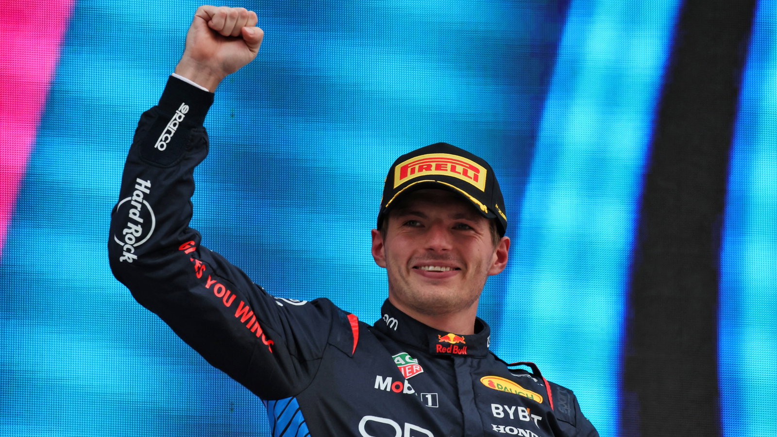 Race winner Max Verstappen (NLD) Red Bull Racing celebrates on the podium. Formula 1 World Championship, Rd 10, Spanish