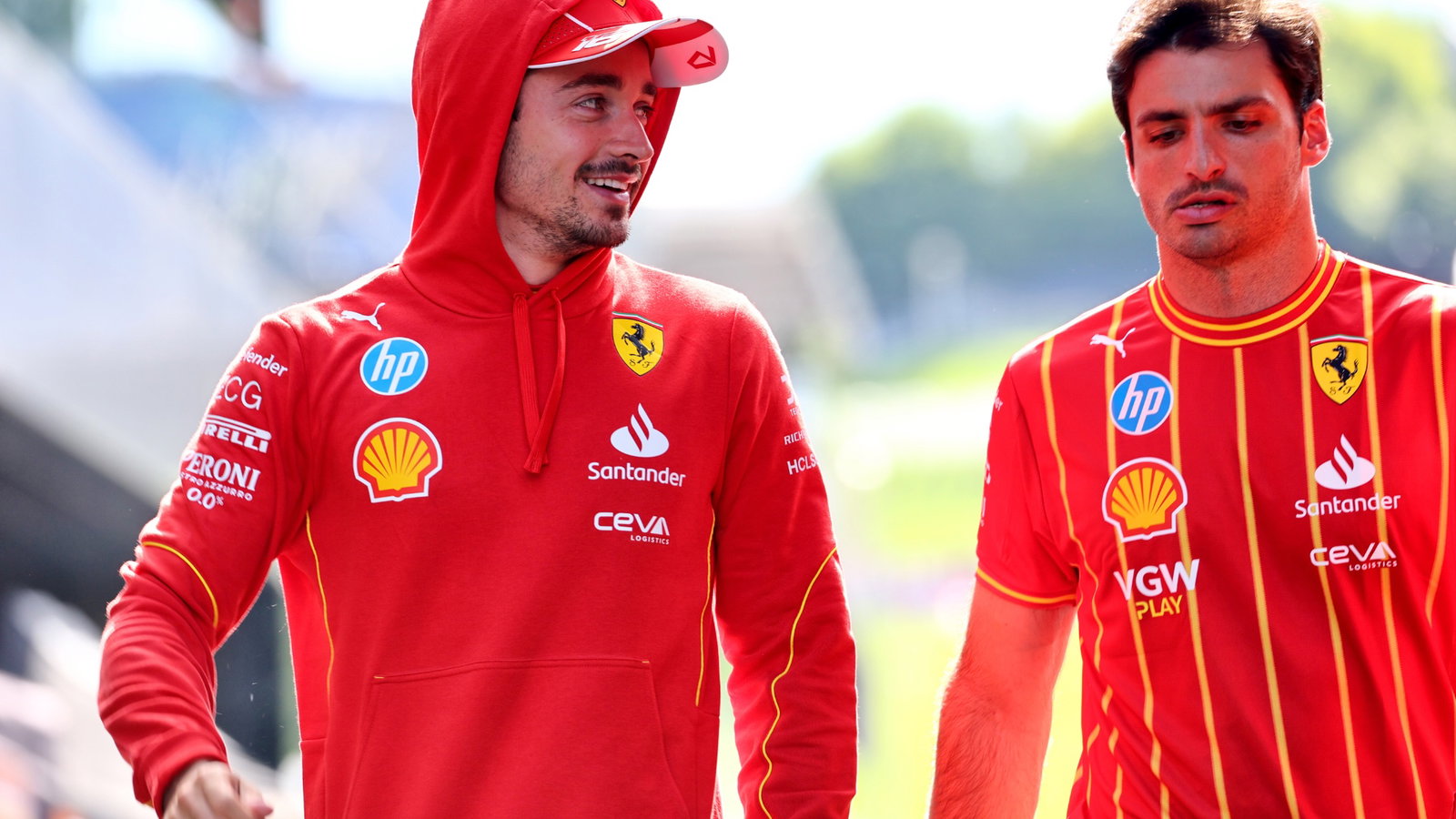 (L to R): Charles Leclerc (MON) Ferrari with team mate Carlos Sainz Jr (ESP) Ferrari. Formula 1 World Championship, Rd 11,