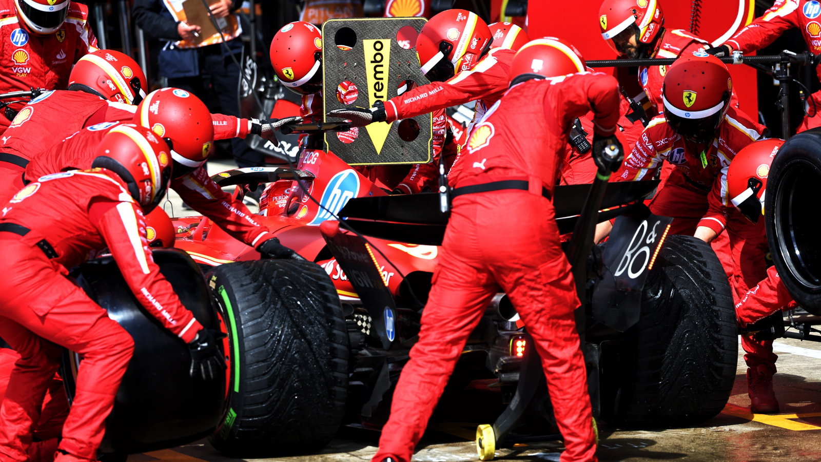 Charles Leclerc (MON) Ferrari SF-24 makes a pit stop. Formula 1 World Championship, Rd 12, British Grand Prix,