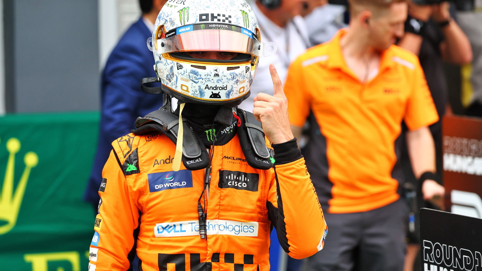 Lando Norris (GBR) McLaren celebrates his pole position in qualifying parc ferme. Formula 1 World Championship, Rd 13,