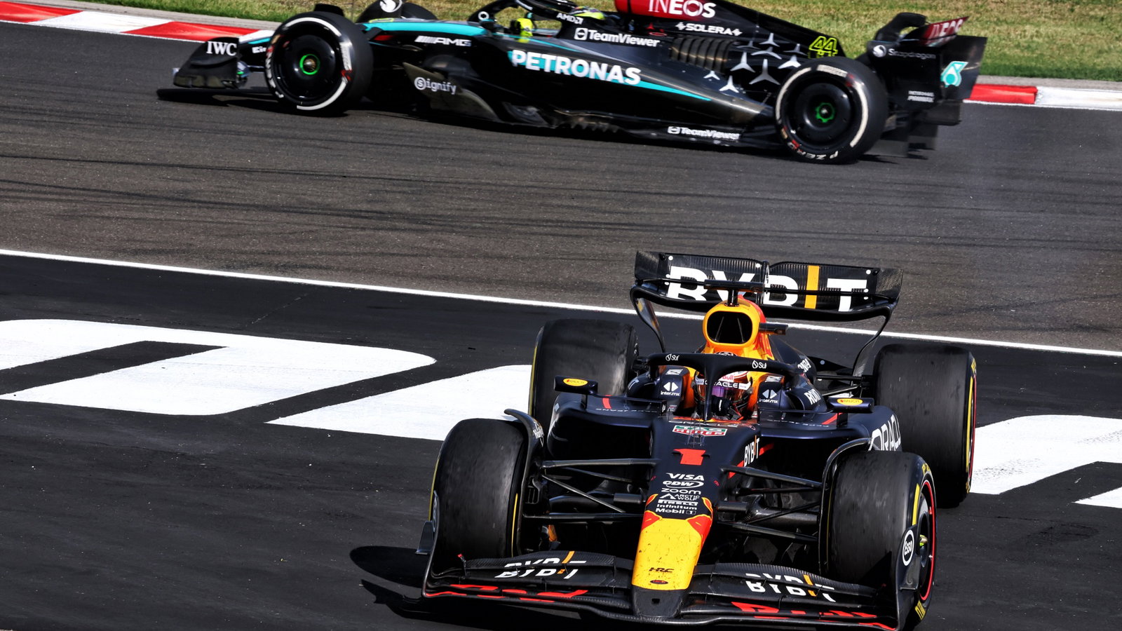 Lewis Hamilton (GBR) Mercedes AMG F1 W15 and Lewis Hamilton (GBR) Mercedes AMG F1 W15 collide. Formula 1 World