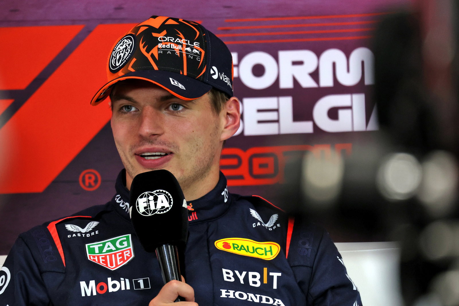 Max Verstappen (NLD) Red Bull Racing in the post qualifying FIA Press Conference. Formula 1 World Championship, Rd 14,