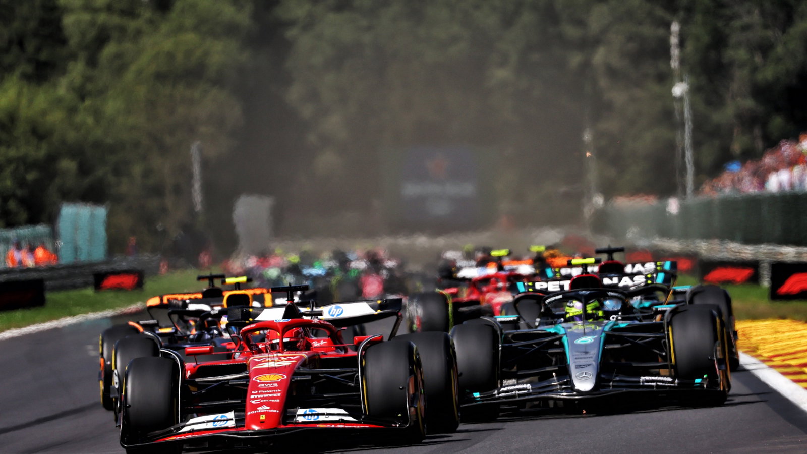 Charles Leclerc (MON) Ferrari SF-24 leads at the start of the race. Formula 1 World Championship, Rd 14, Belgian Grand
