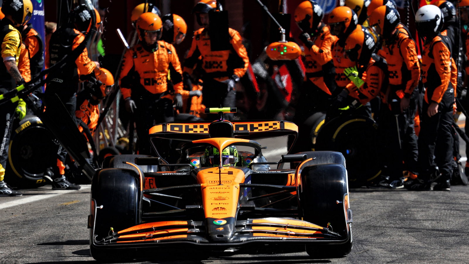 Lando Norris (GBR) McLaren MCL38 makes a pit stop. Formula 1 World Championship, Rd 14, Belgian Grand Prix, Spa