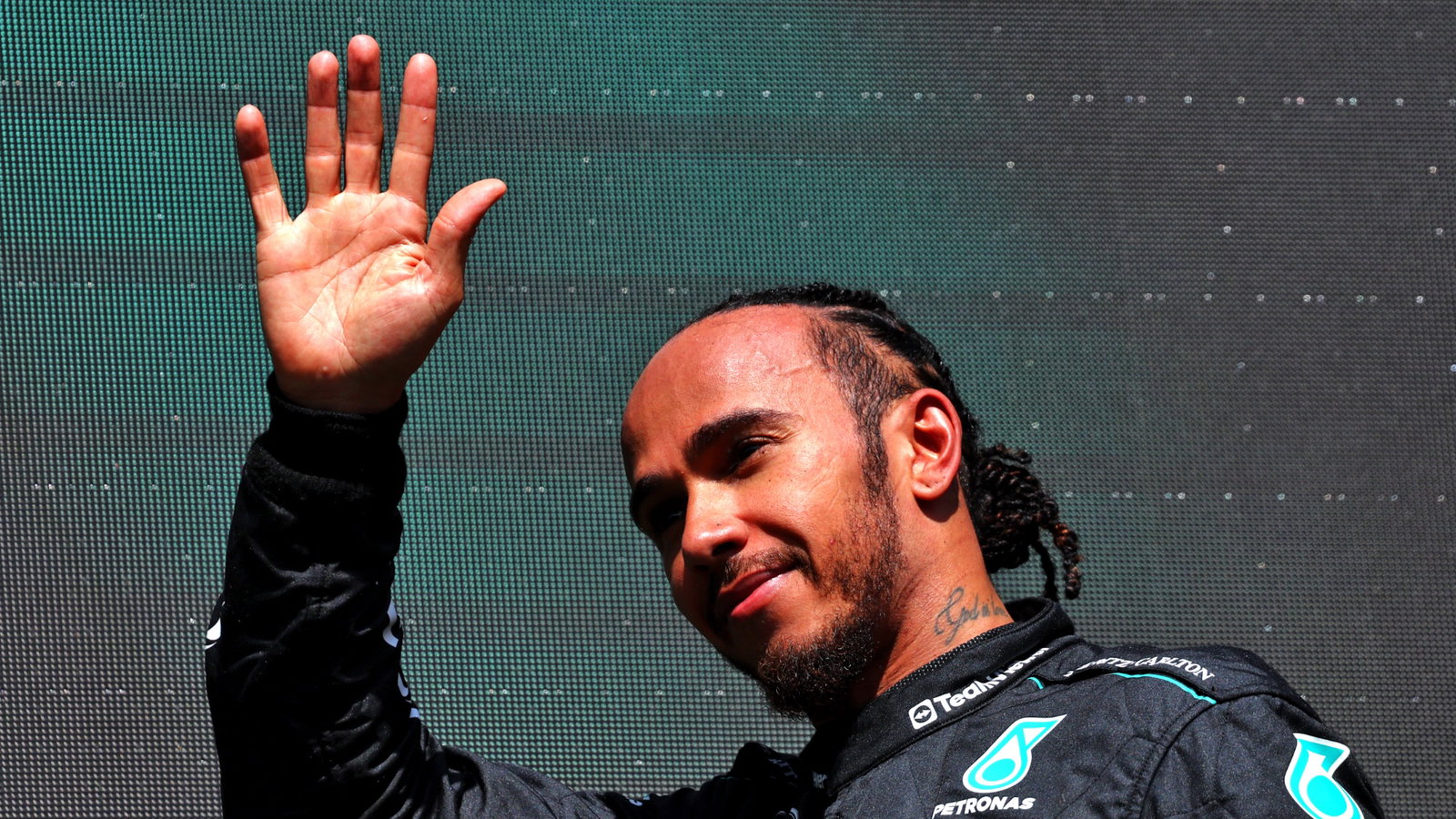 Lewis Hamilton (GBR) Mercedes AMG F1 celebrates his second position on the podium. Formula 1 World Championship, Rd 14,